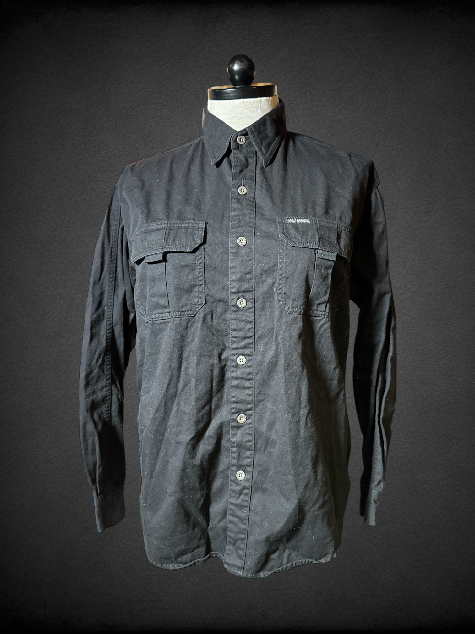 XL Harley Davidson black button down with graphic back