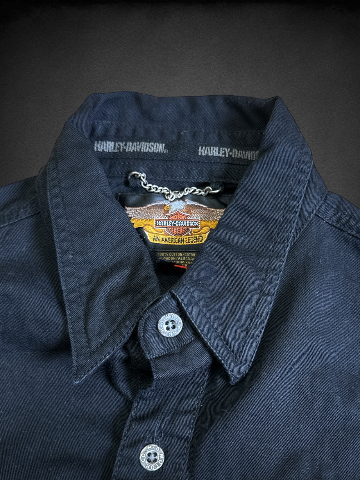 XL Harley Davidson black button down with graphic back