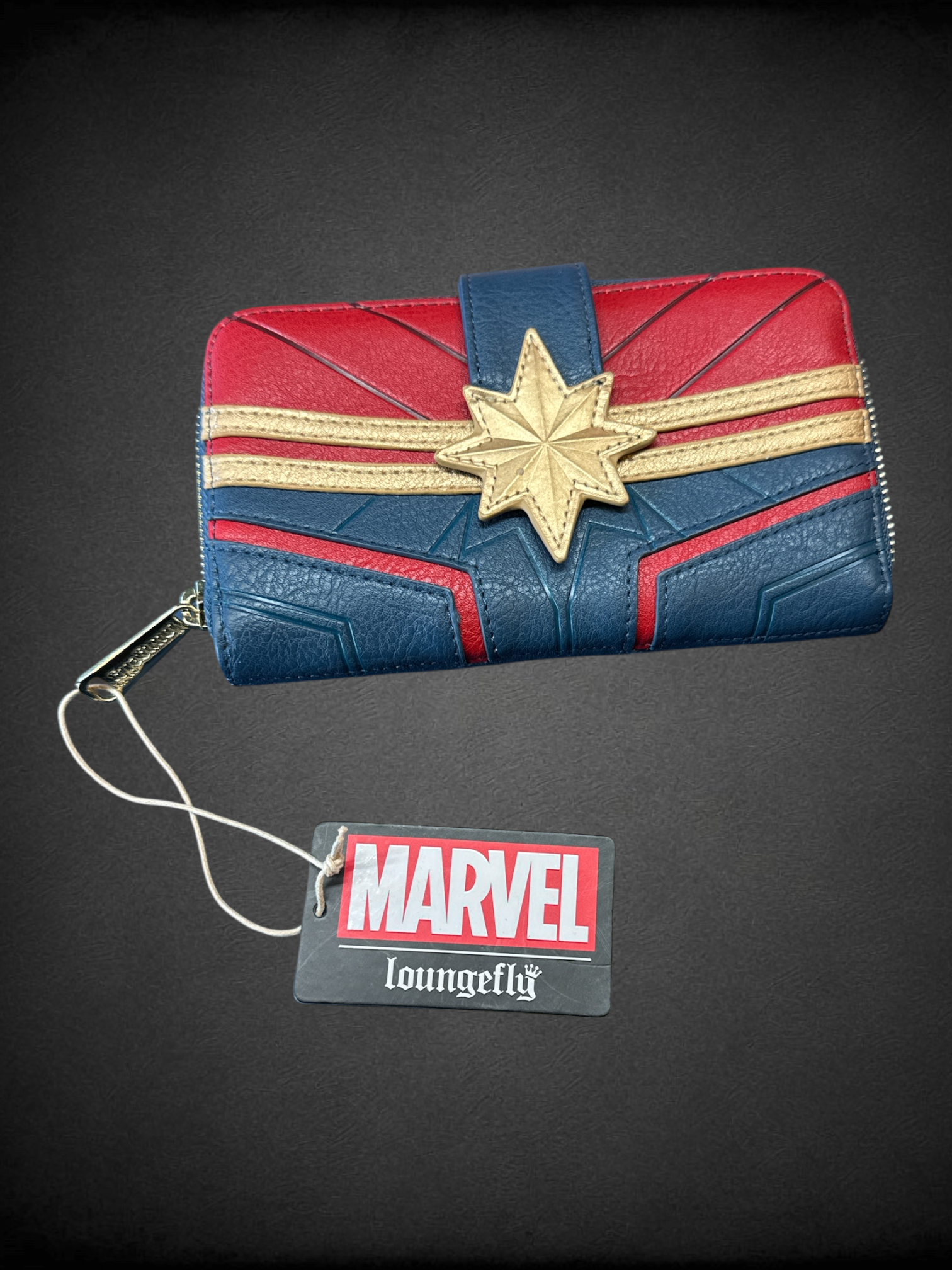 NWT Loungefly Marvel Captain Marvel zipper wallet with  gold-tone hardware