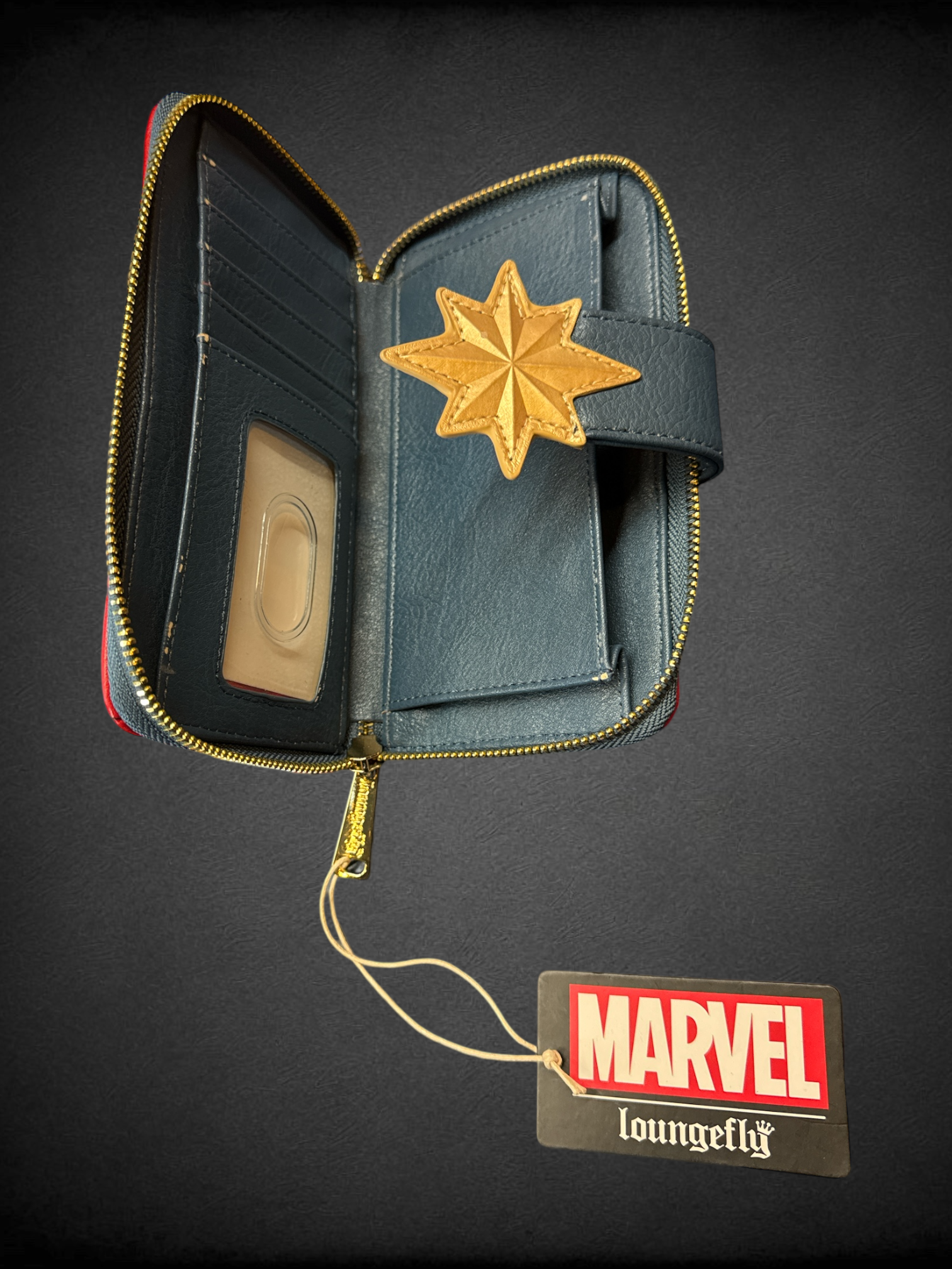 NWT Loungefly Marvel Captain Marvel zipper wallet with  gold-tone hardware