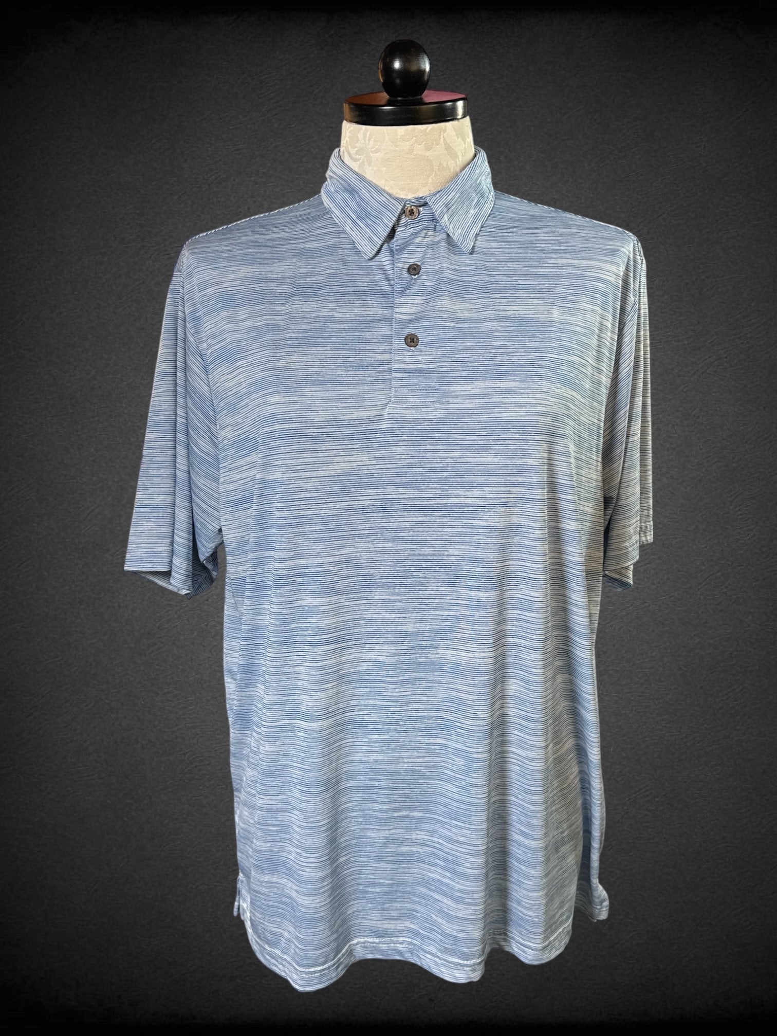 1X Architect Golf blue and white striped polo top