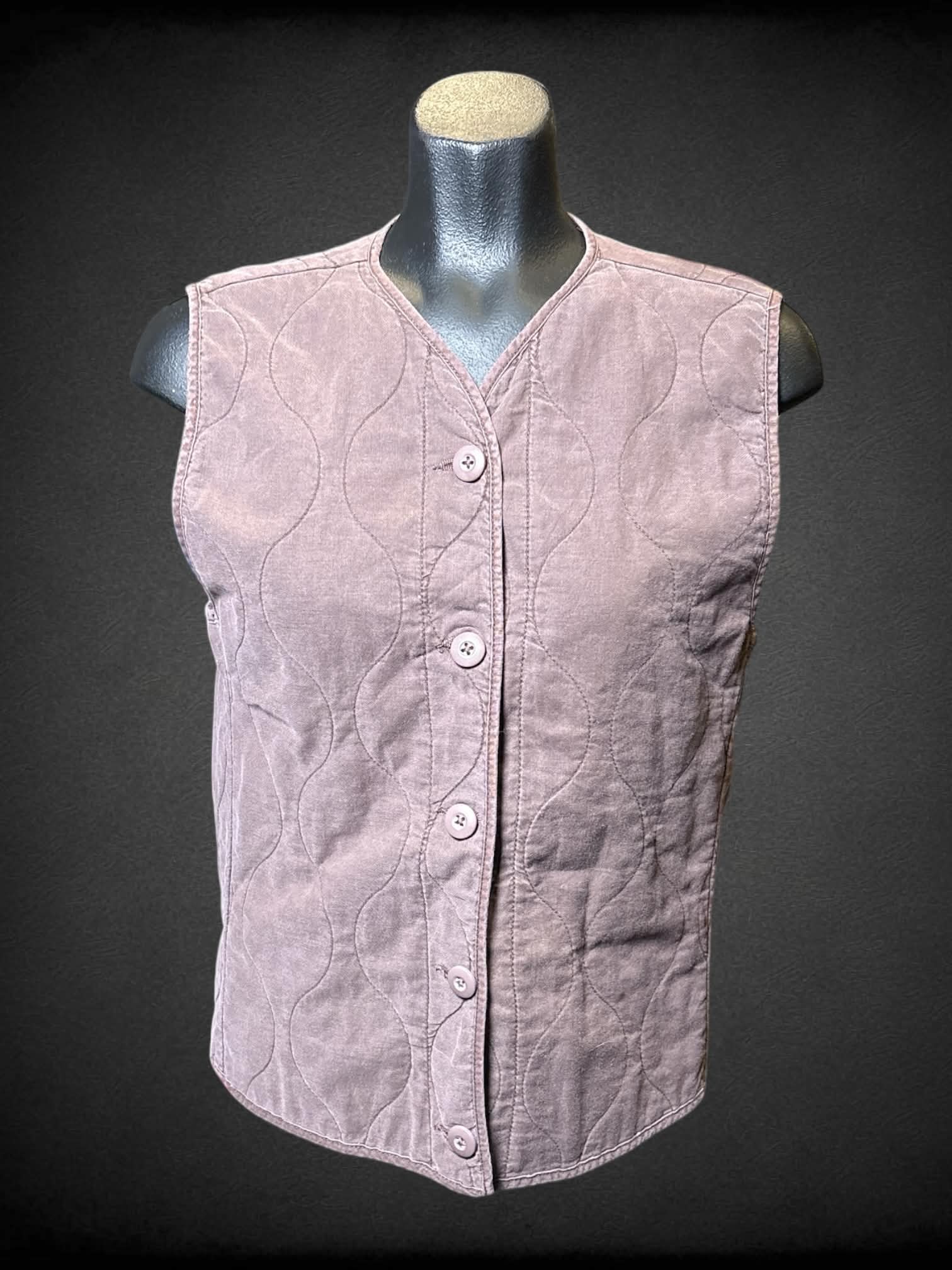 M Brown quilted button up vest