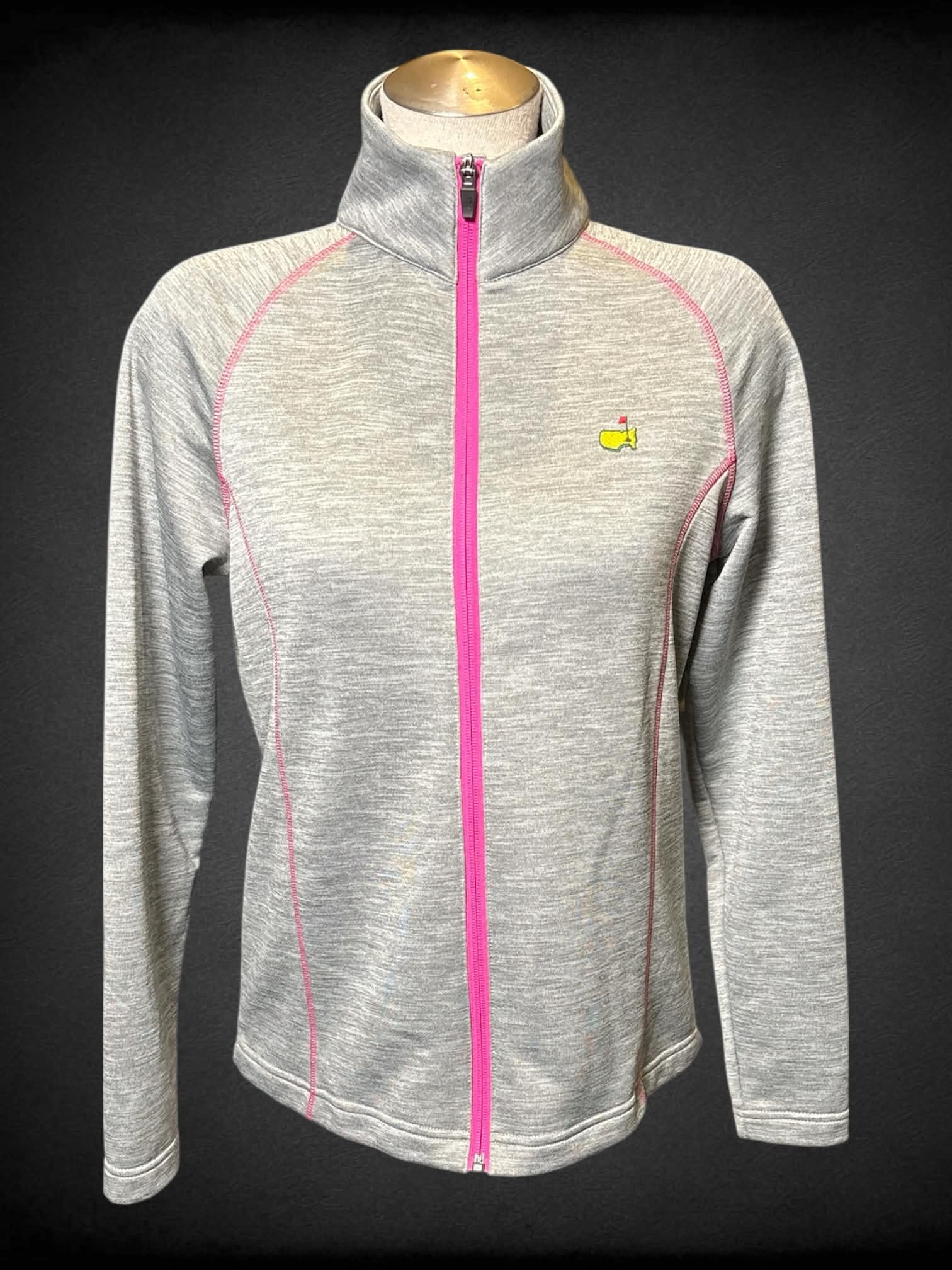 L Magnolia Lane grey and pink zip up jacket with USA gold embroidery