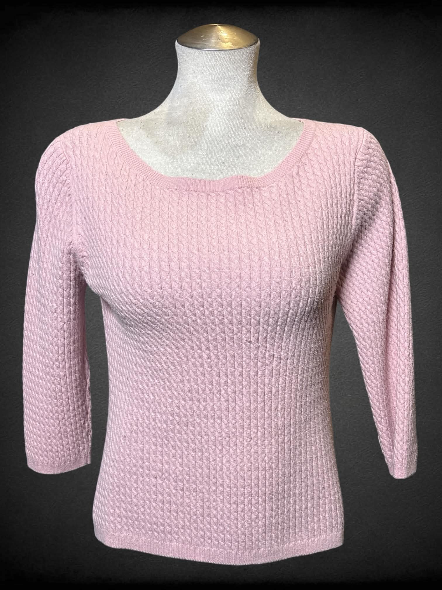 L Colour Works light pink half sleeve cable knit sweater