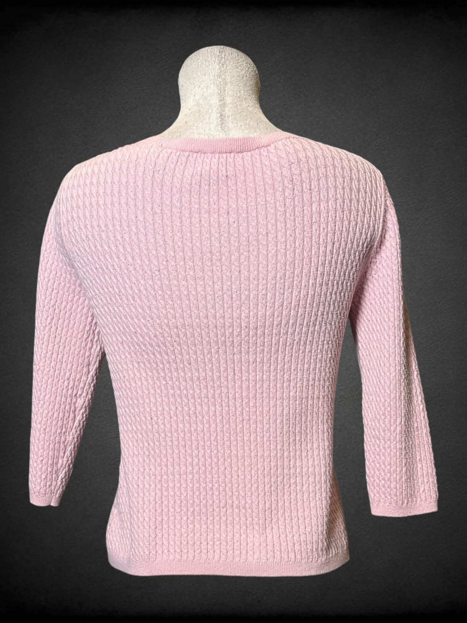 L Colour Works light pink half sleeve cable knit sweater