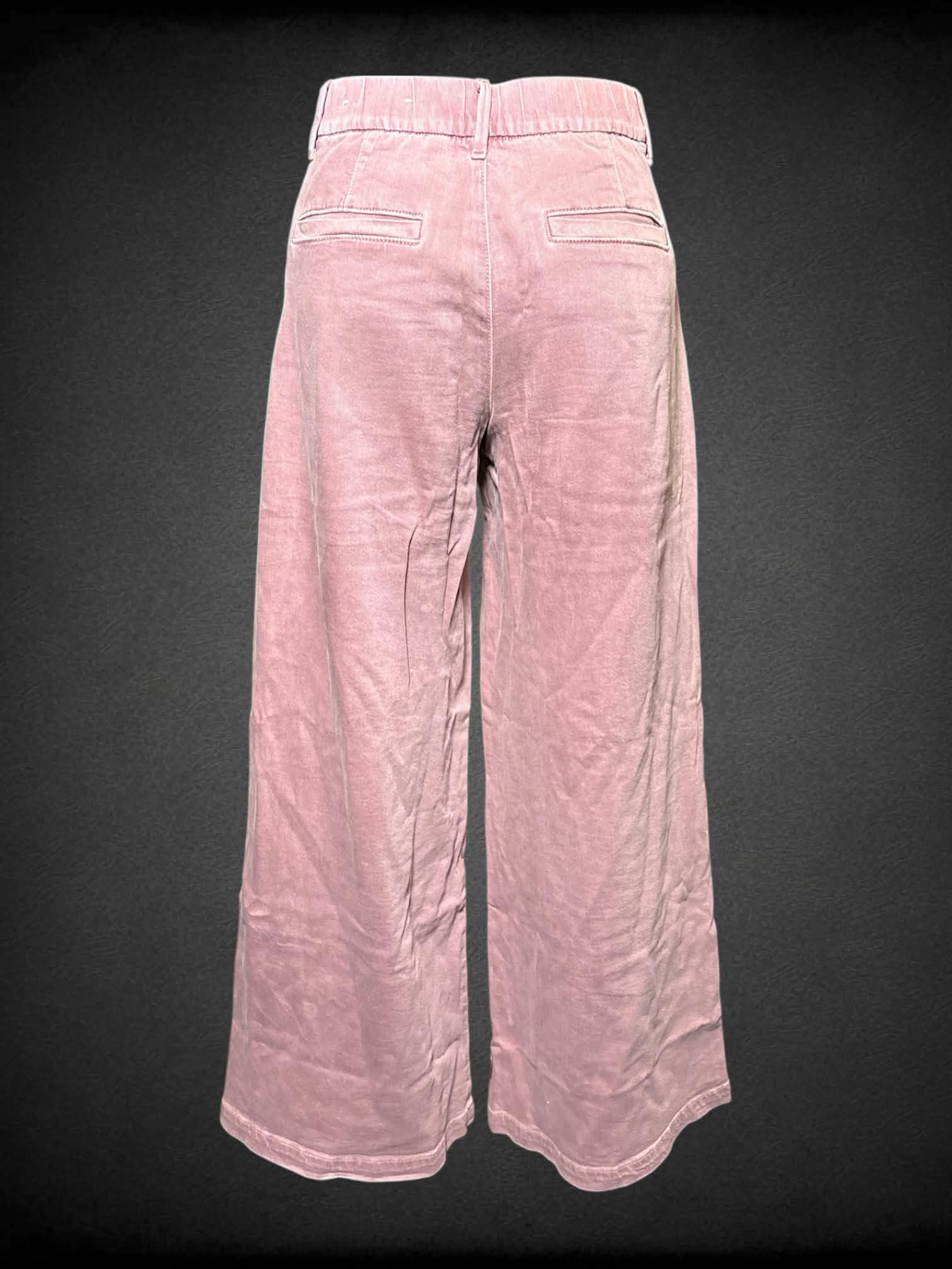S American Eagle pink pants with elastic waist, flared legs, and pockets