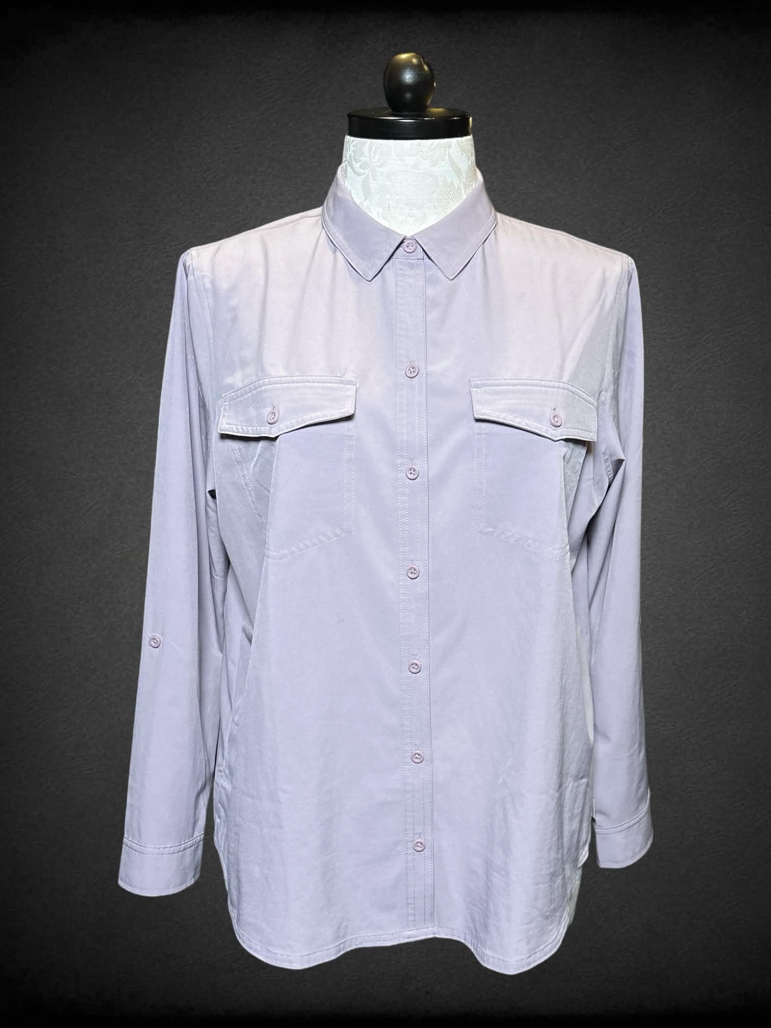 XL Eddie Bauer light purple long sleeve button up with two chest pockets