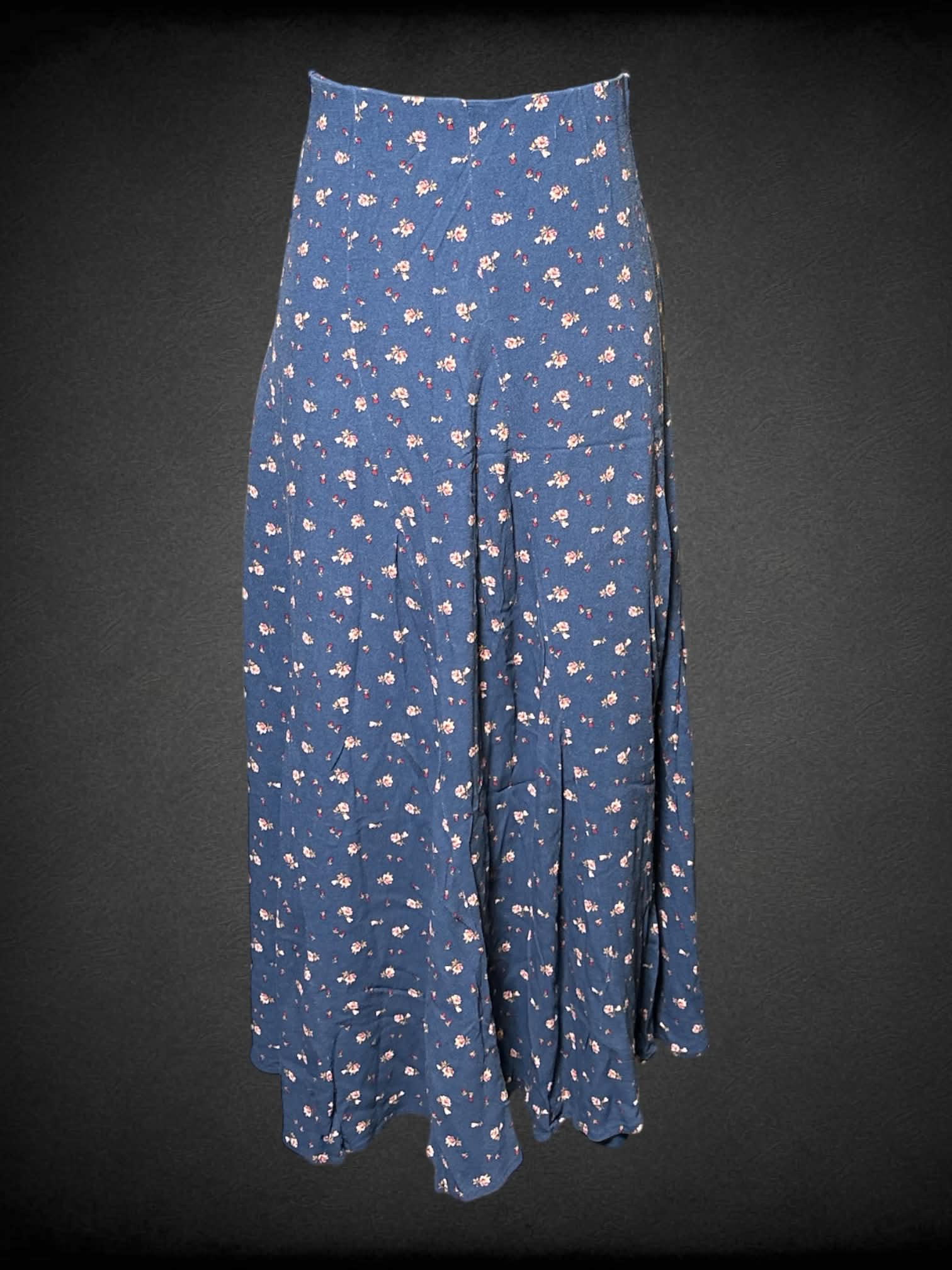 XS American Eagle navy blue long floral skirt with zipper on side