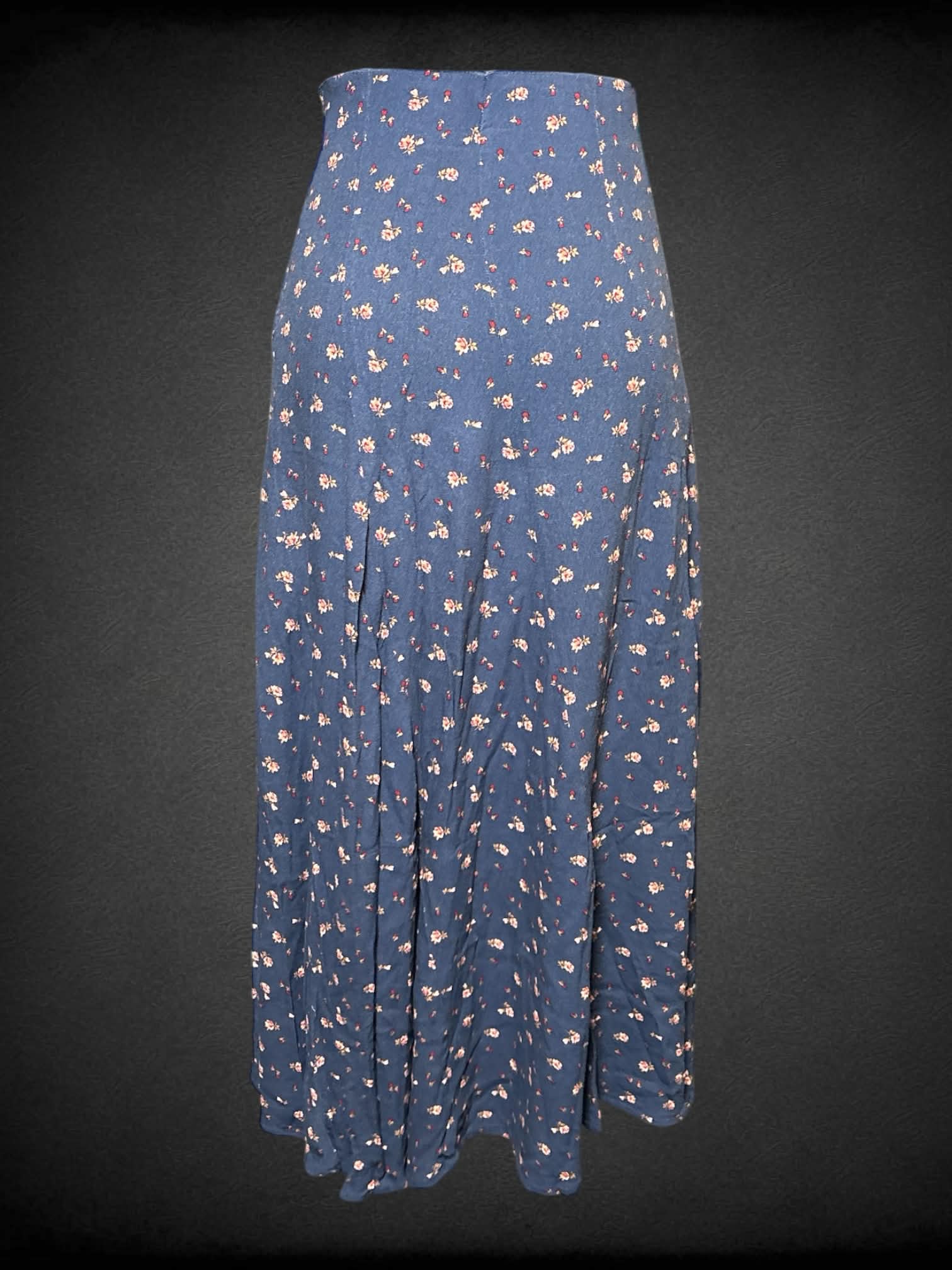 XS American Eagle navy blue long floral skirt with zipper on side