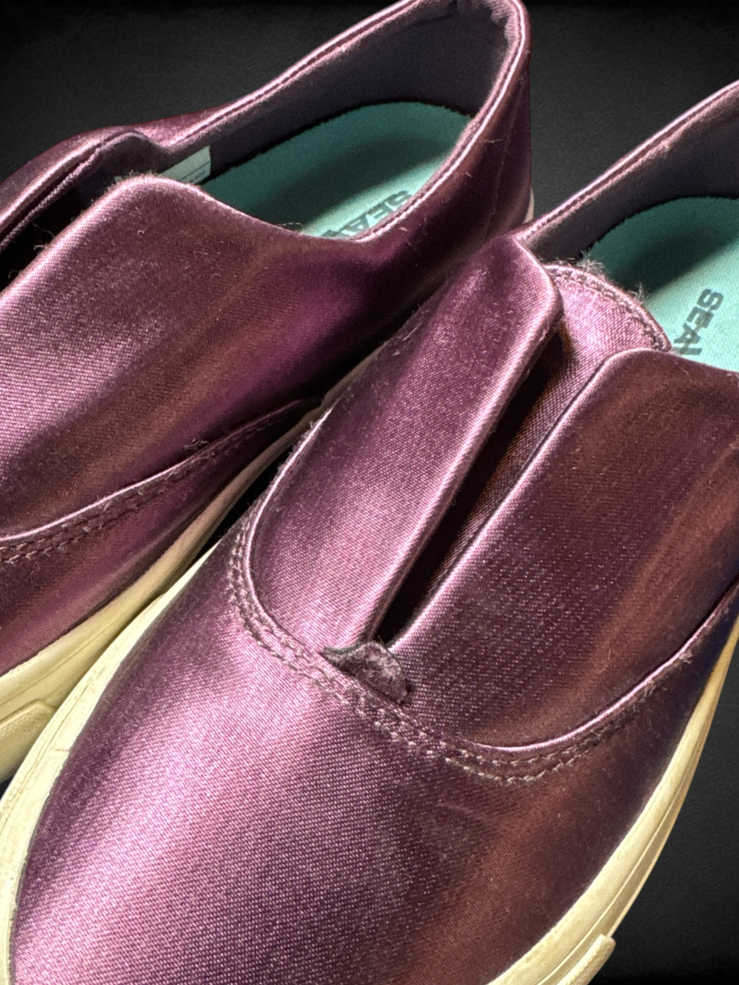 Size 7.5 SeaVees sunset strip platform sneakers in a violet satin finish