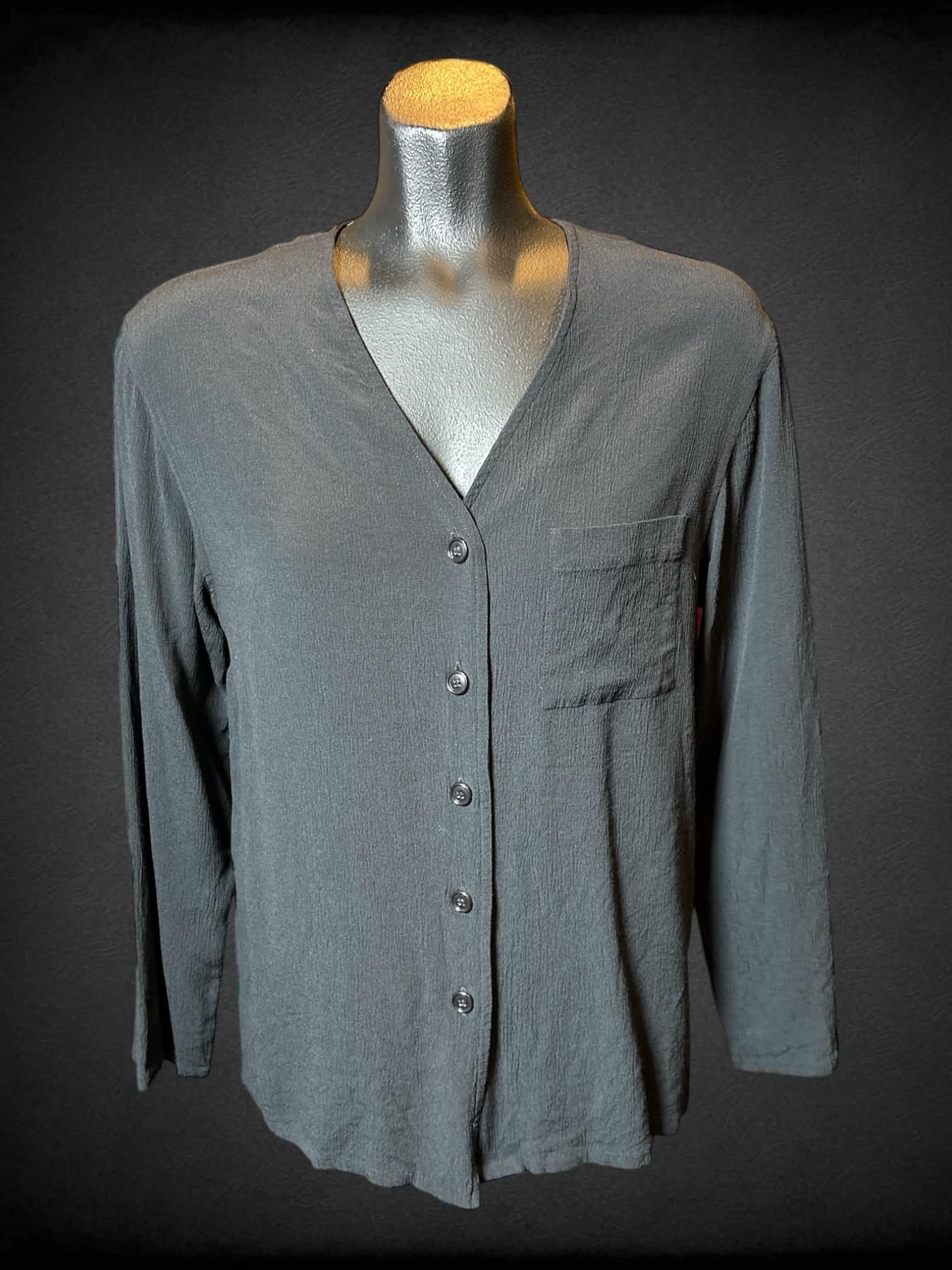 M Black long sleeve cardigan with one chest pocket