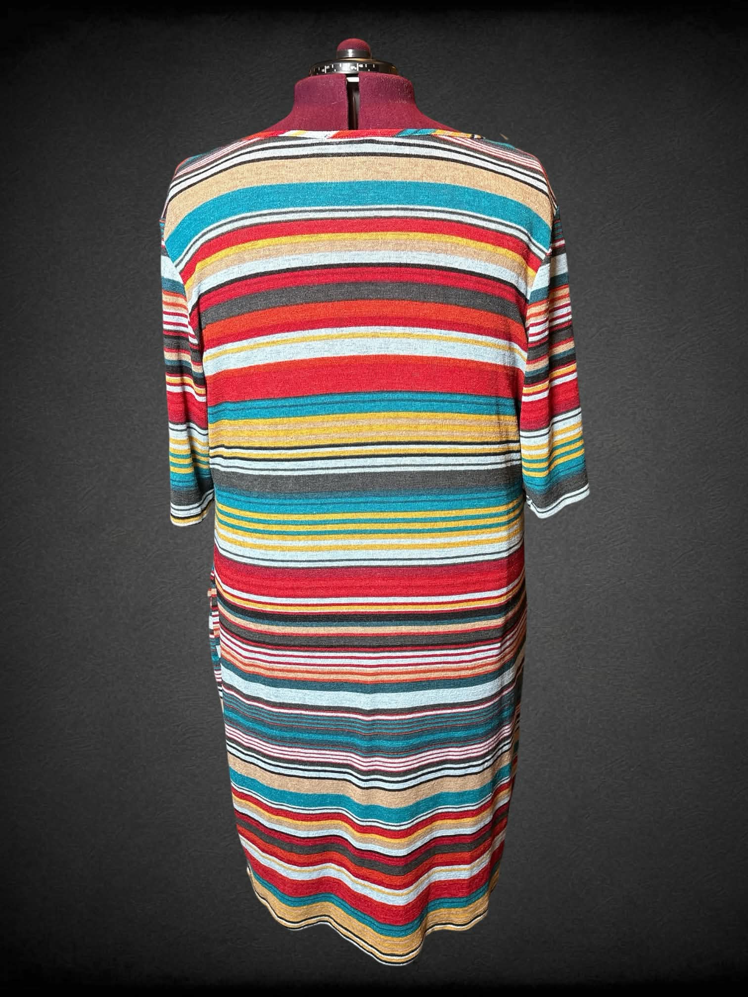 4X Ashley Stewart multicolor striped short sleeve dress with lining, & v neck
