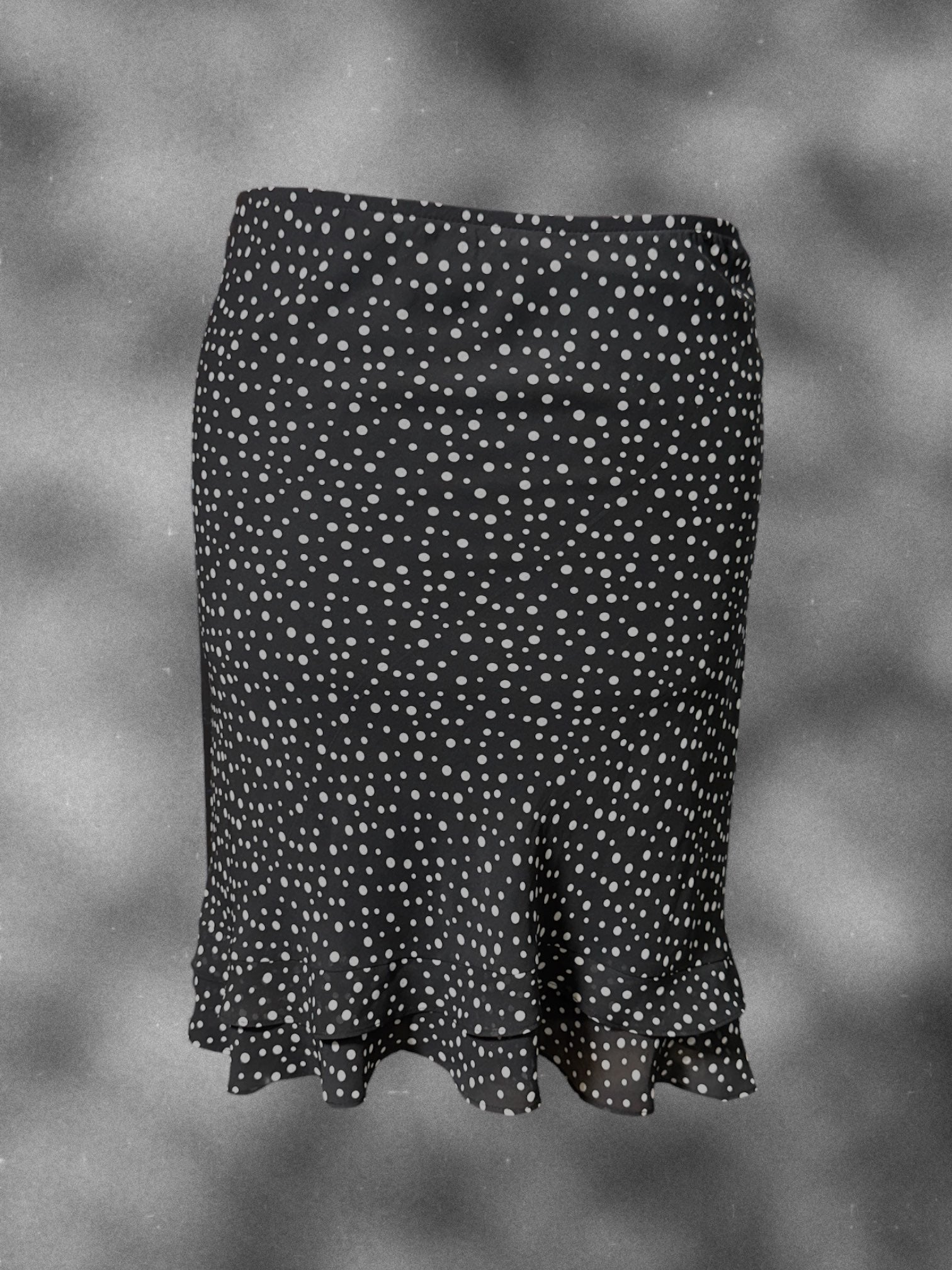 5X Anna Maxwell vintage black polka dot ruffled skirt
