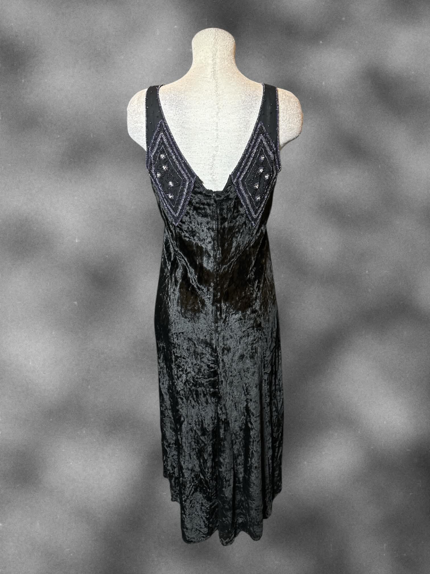 M April Cornell vintage black sleeveless beaded dress with diamond des Witch Bitch Thrift M April Cornell vintage black sleeveless beaded dress with diamond des Witch Bitch Thrift