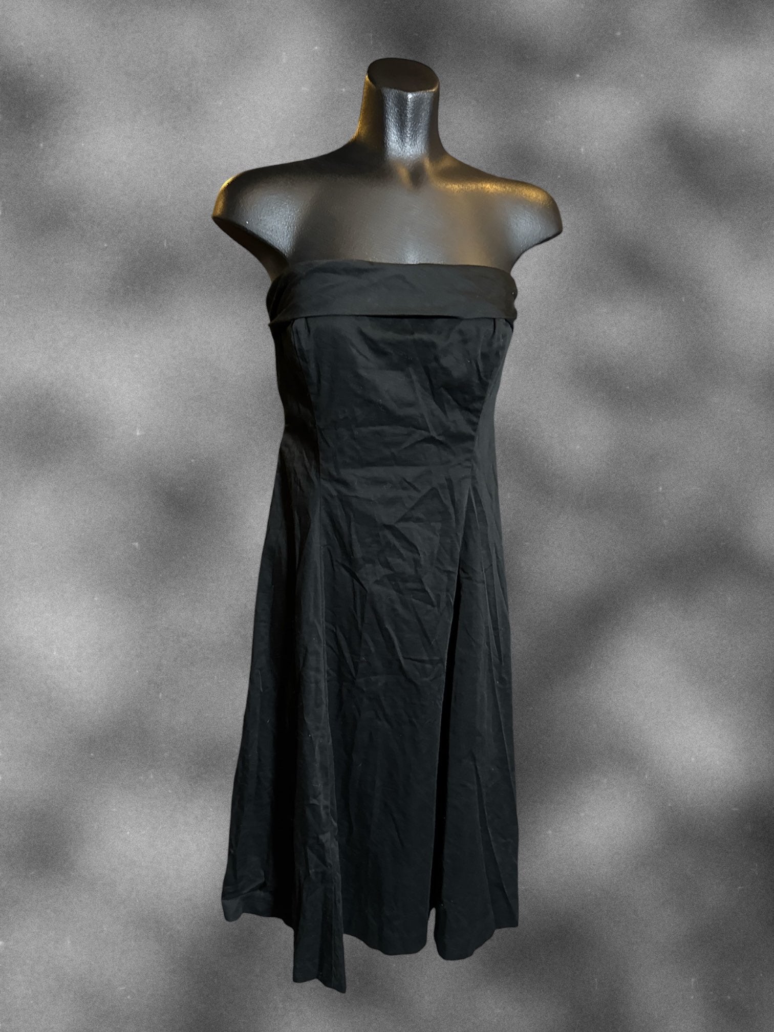 S Mario Balthazar vintage black strapless cocktail dress with back tie