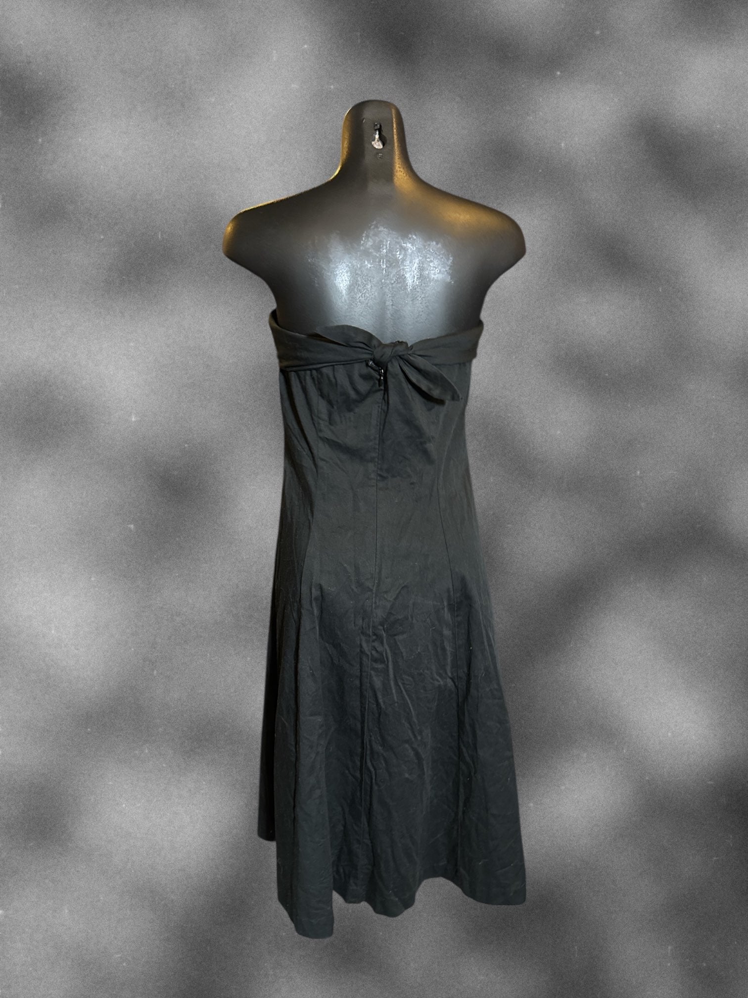 S Mario Balthazar vintage black strapless cocktail dress with back tie