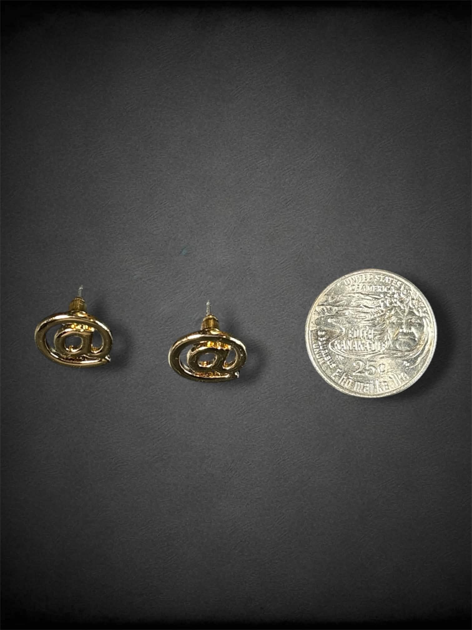 Gold Toned At Sign Earrings