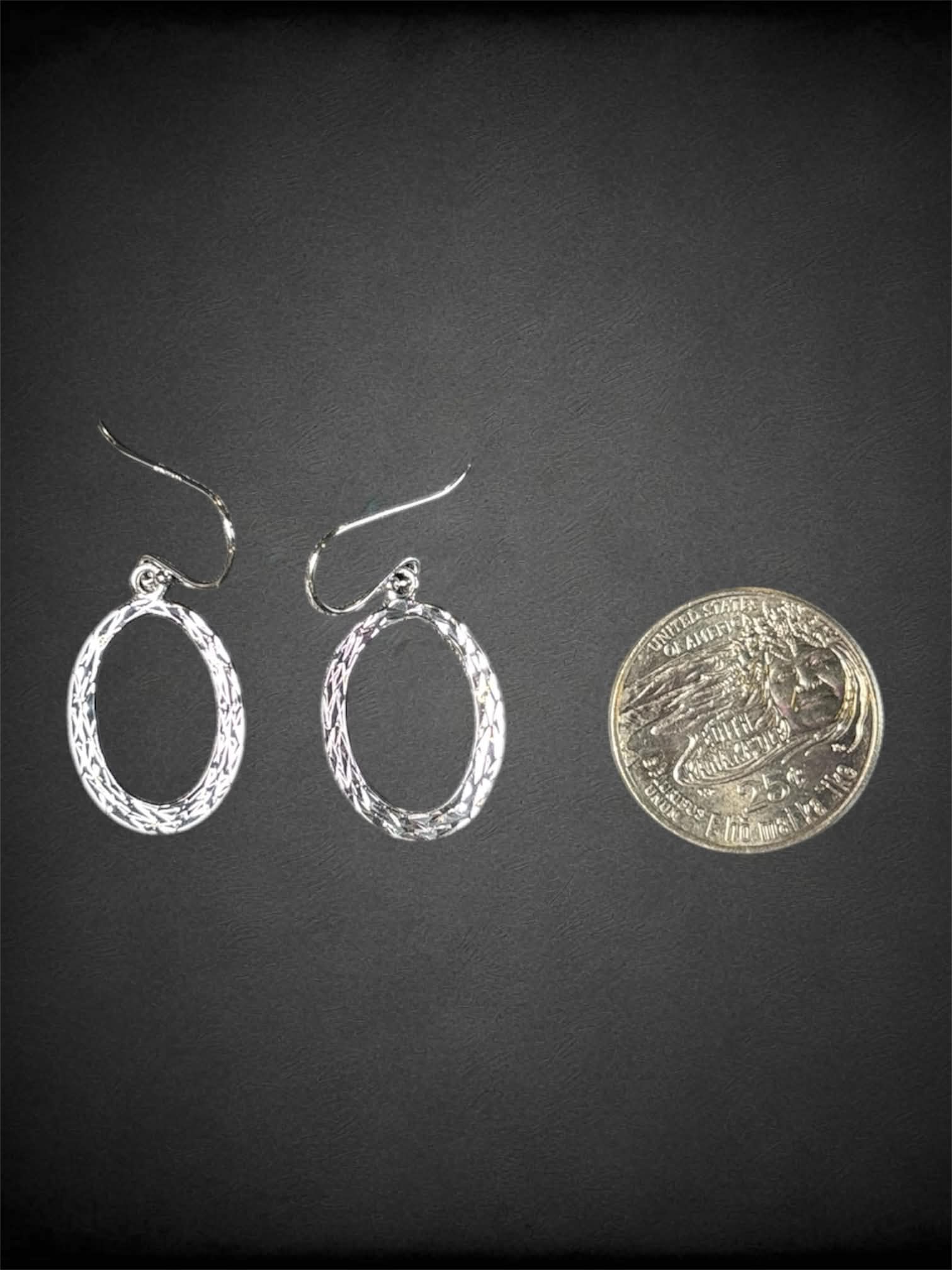 925 Sterling Silver Dangle oval earrings