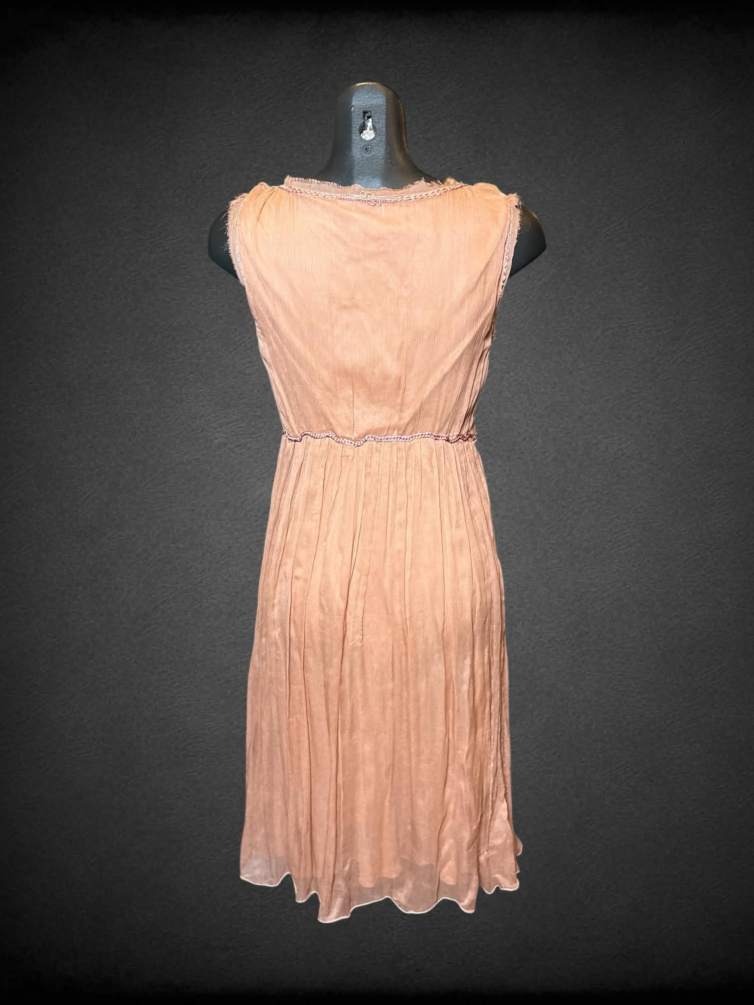 M Max Studio Special Edition pink sleeveless dress with distressed details, and embroidery