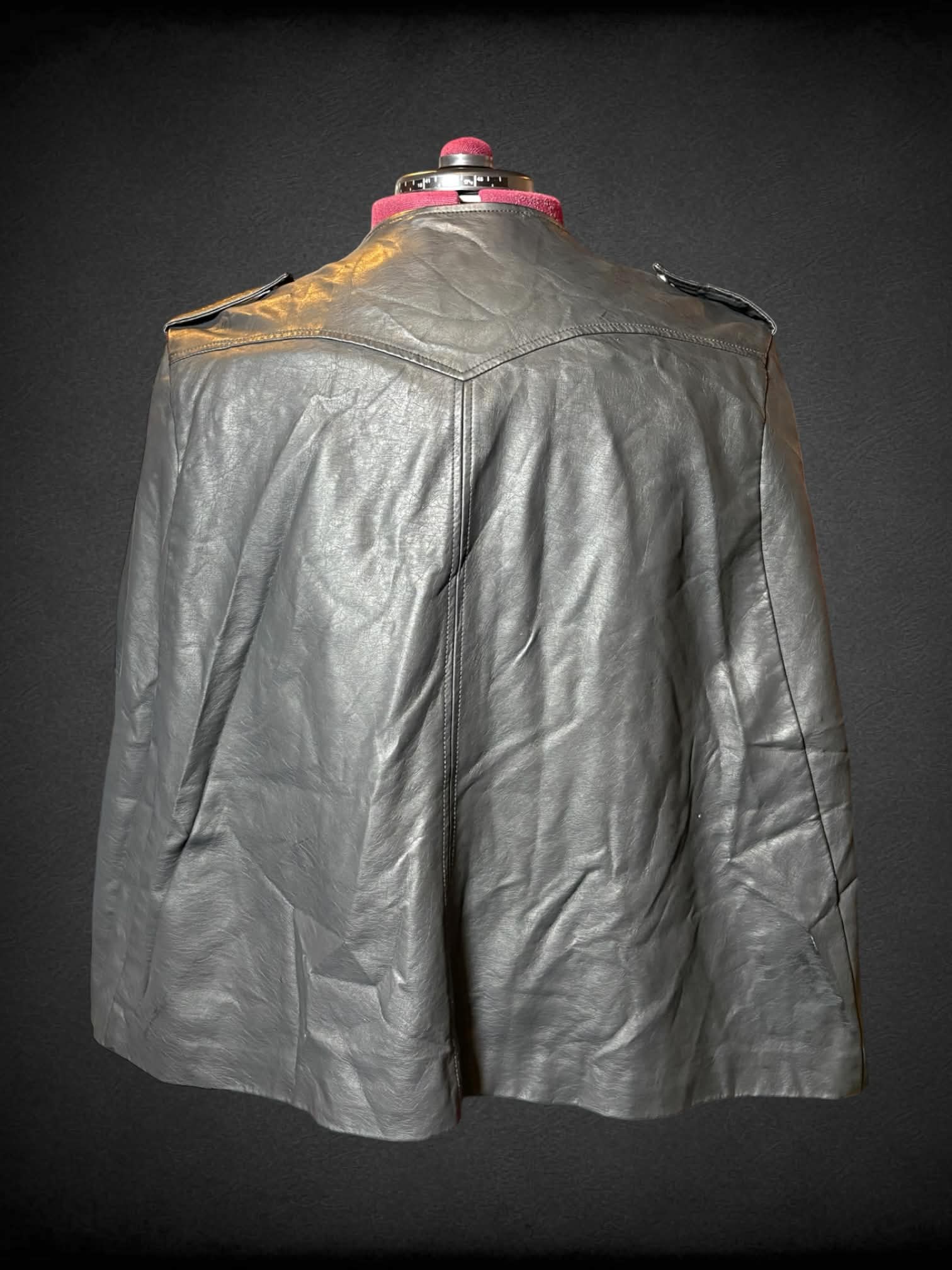 2X Fashion to Figure black pleather zip up jacket with cape back, and pockets