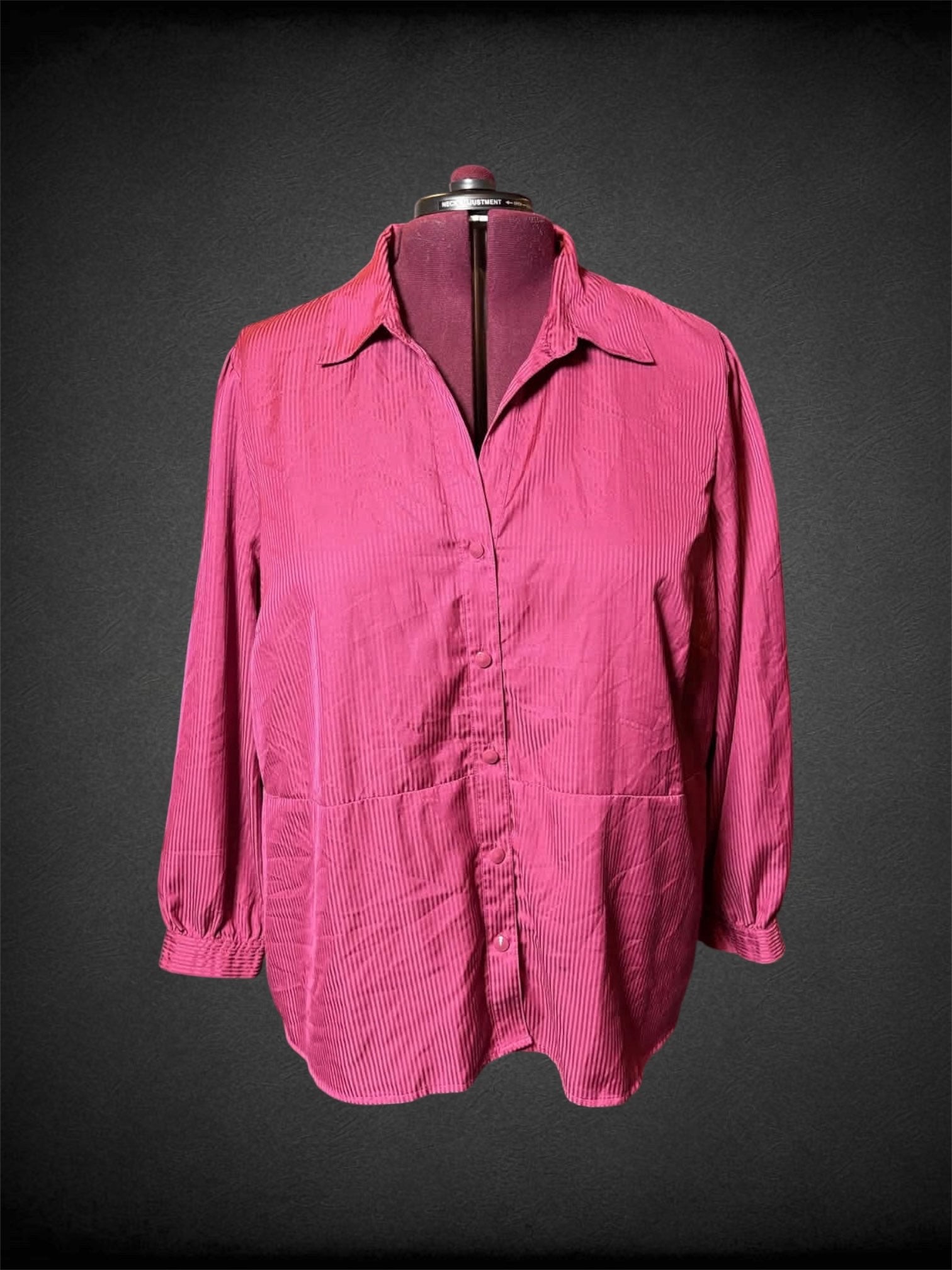 3X Dialogue pink striped long sleeve velvet button button up