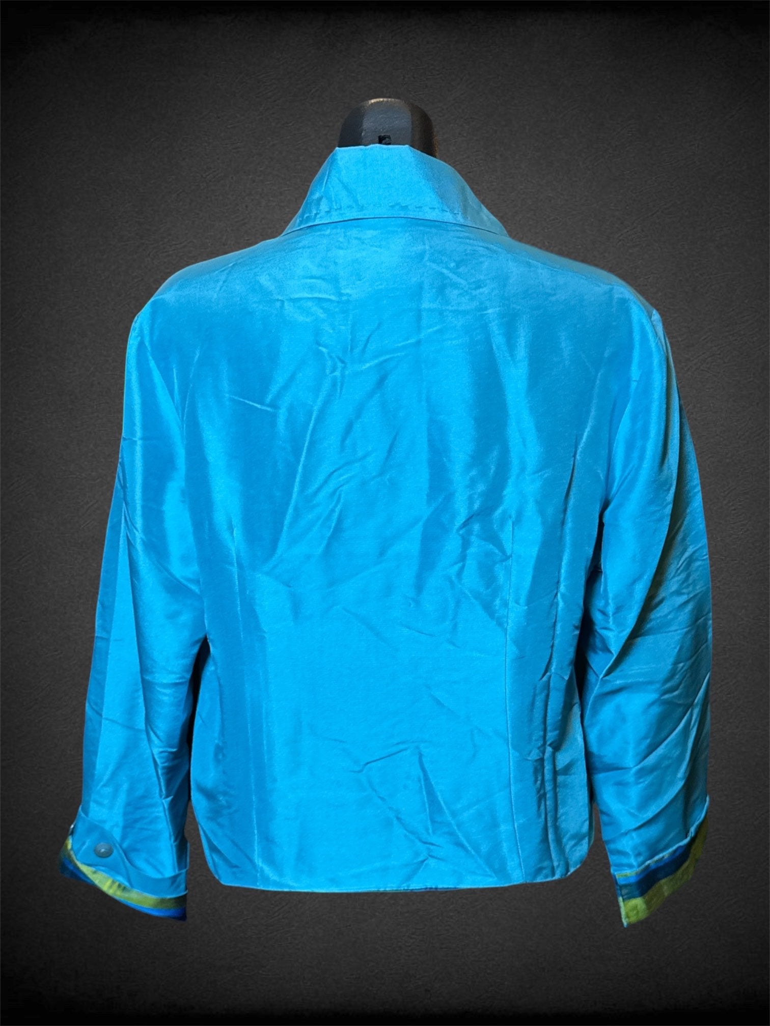 M Kai Mira light blue jacket with double breasted buttons, and pockets