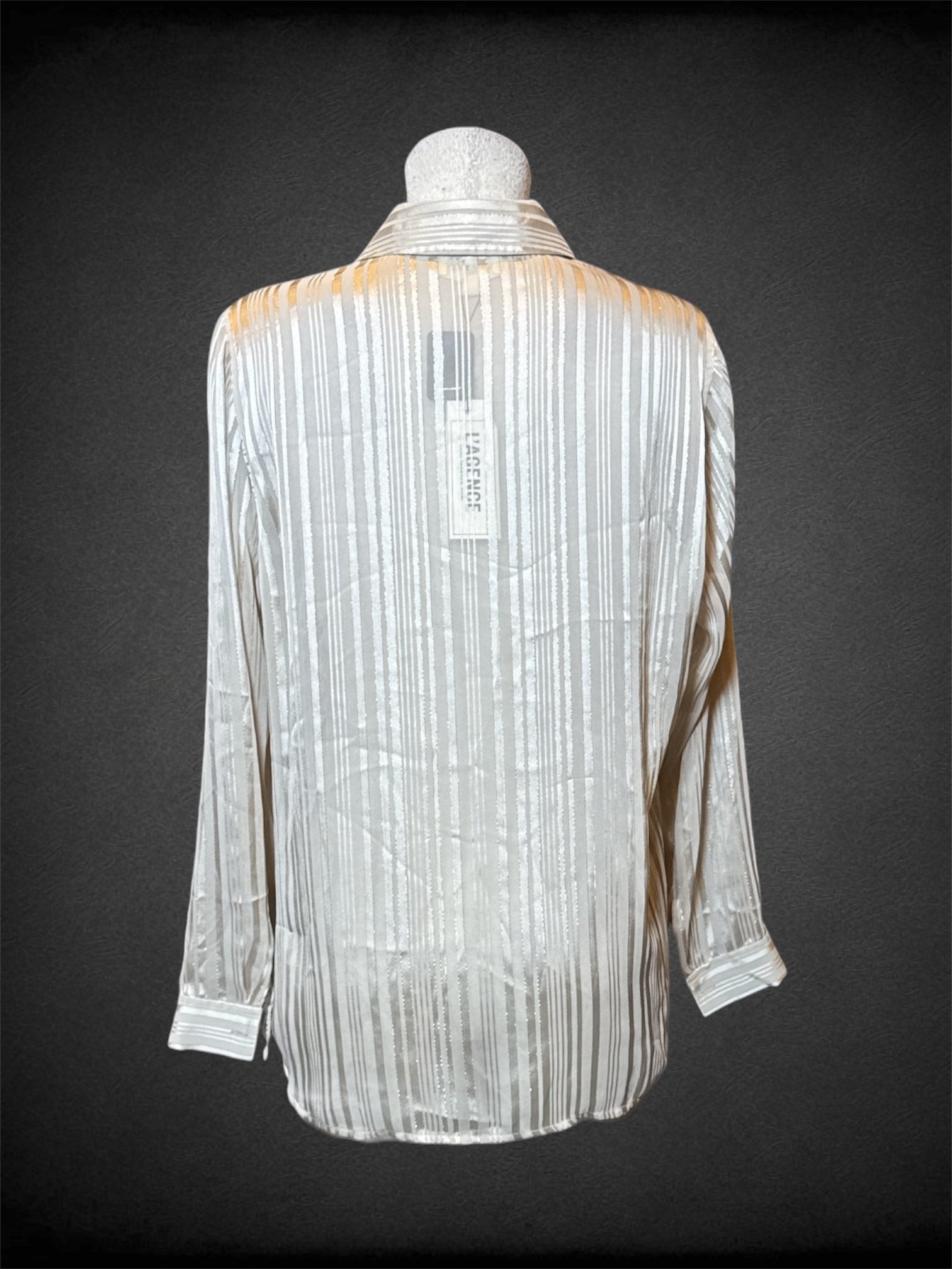 L NWT Lagence cream sheer long sleeve button up with satin like stripes