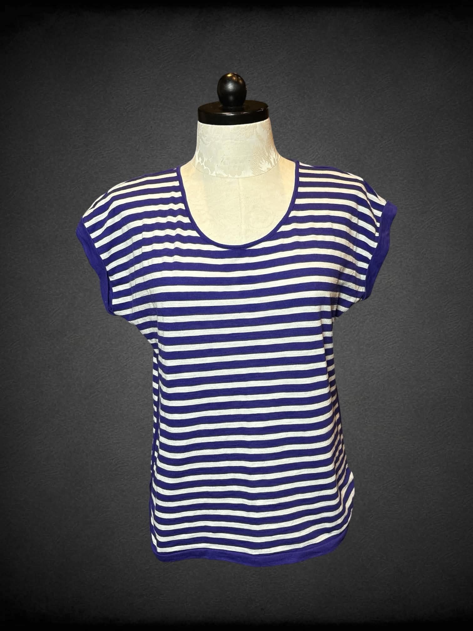 0X Liz Claiborne blue and white striped short sleeve top