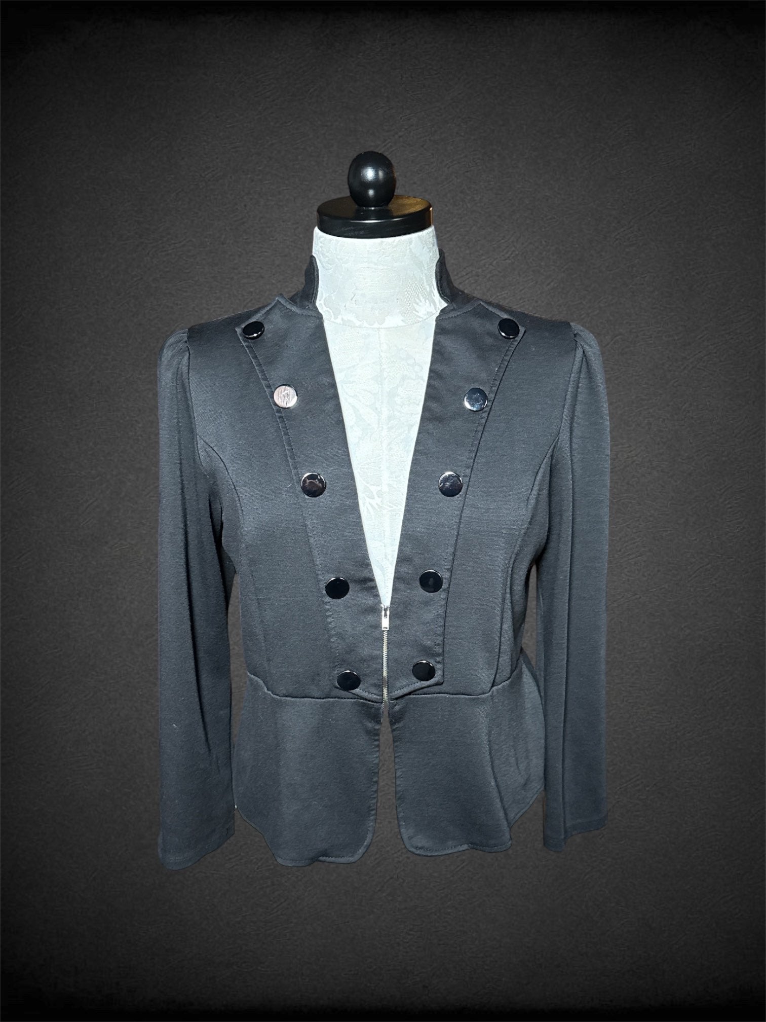 0X Fashion to figure black long sleeve sweater with small zipper on front