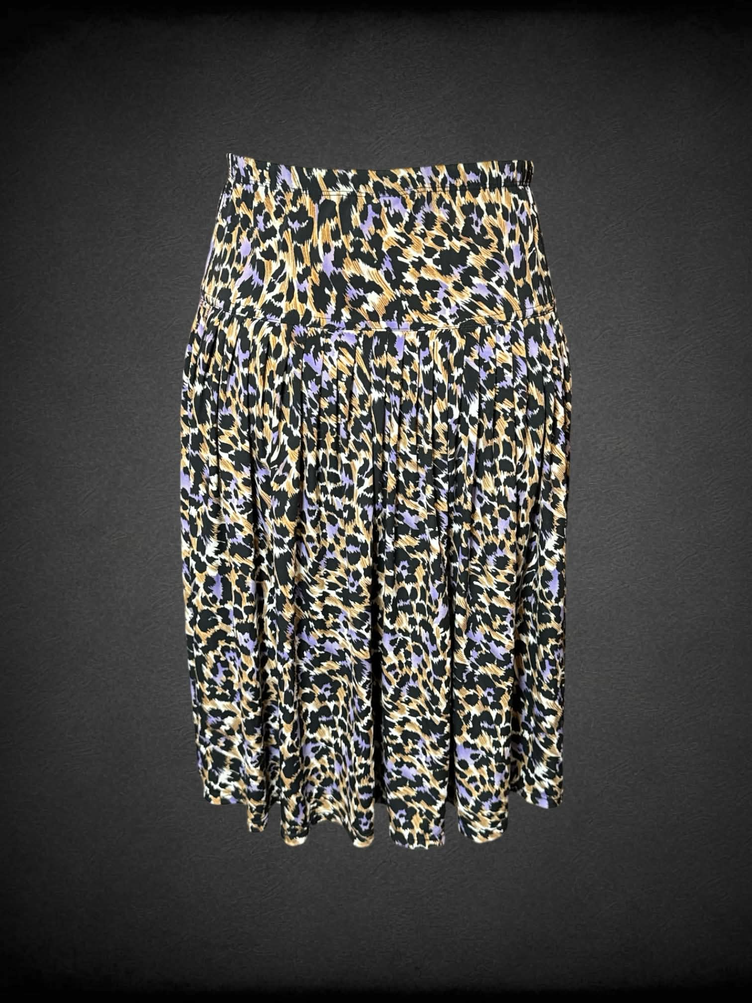 XL Paniz black, brown, and purple cheetah print skirt