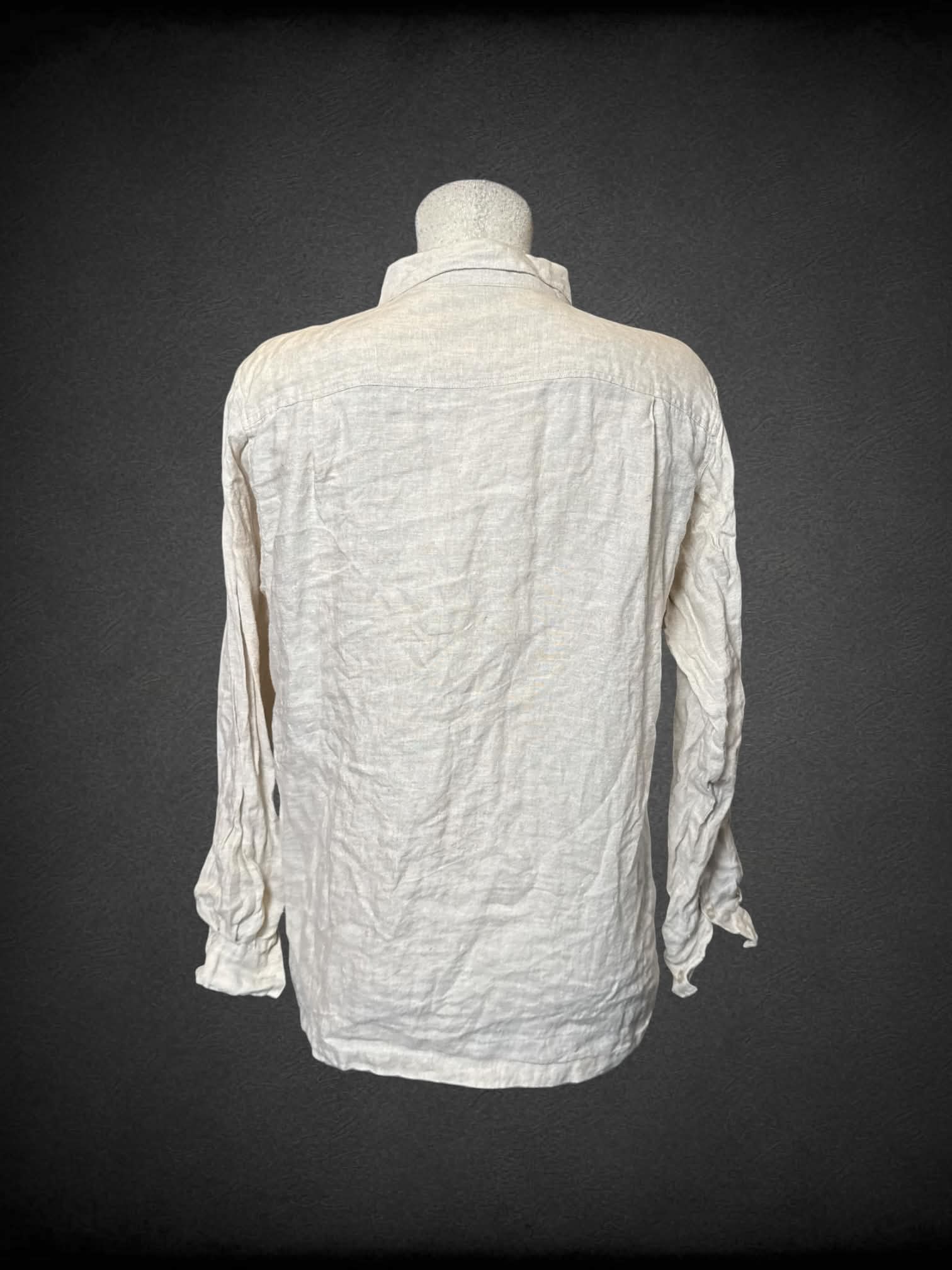 L Richard Malcom vintage off white long sleeve button up with one chest pocket