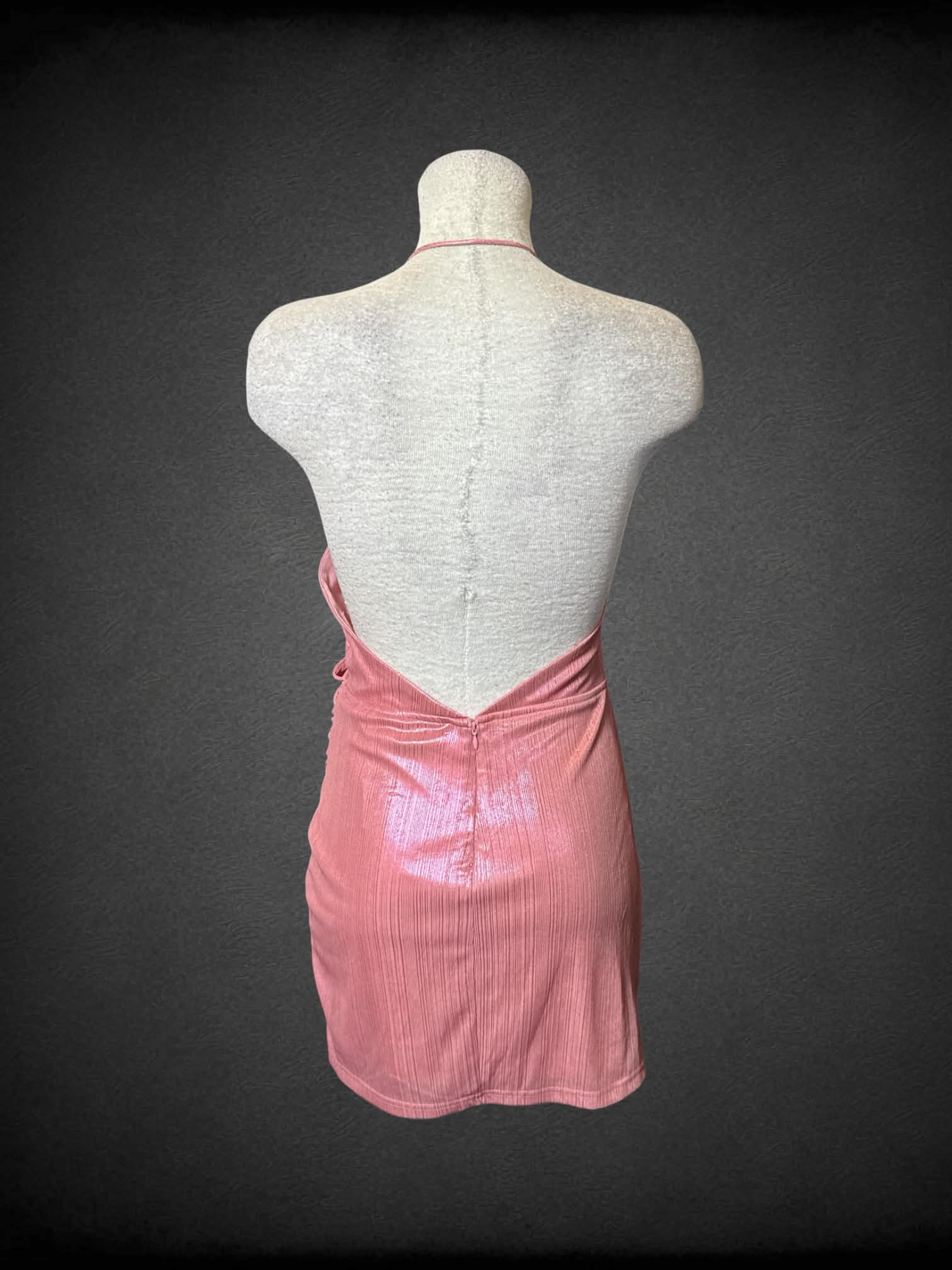 L Superdown pink sleeveless faux wrap dress with zipper on low back