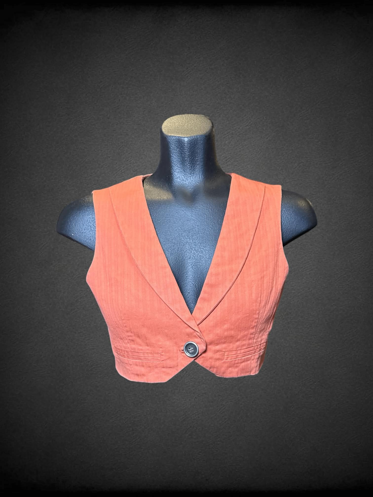 S City Streets vintage orange sleeveless vest with faux pockets