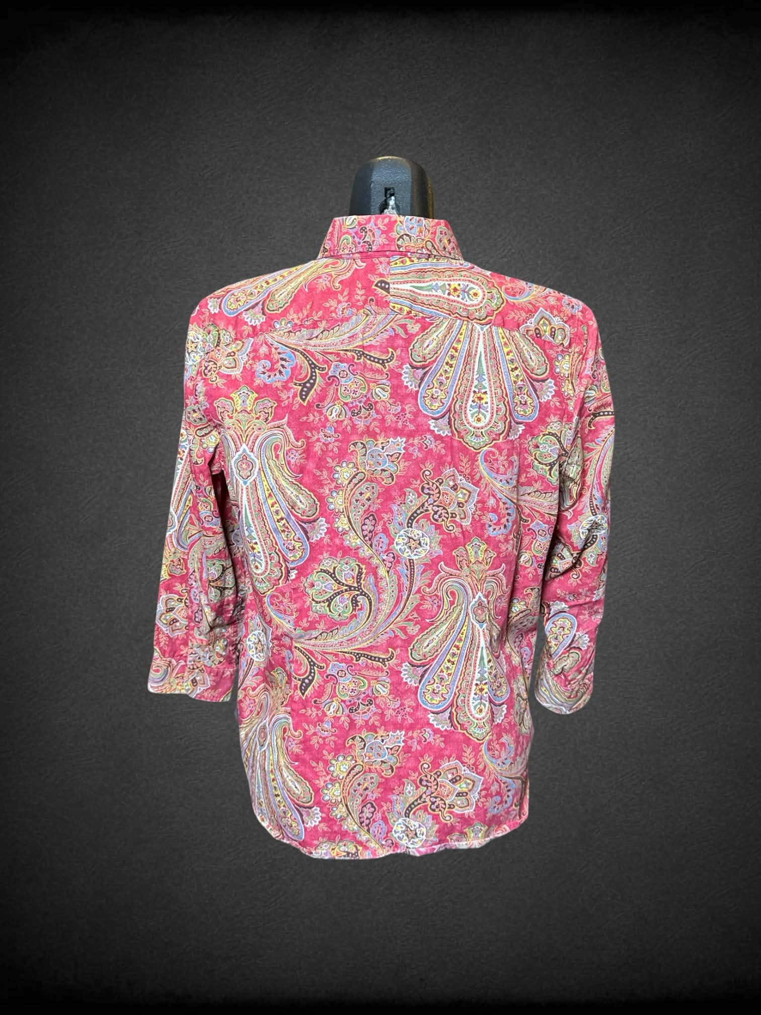 S Chaps red long sleeve button up with paisley design