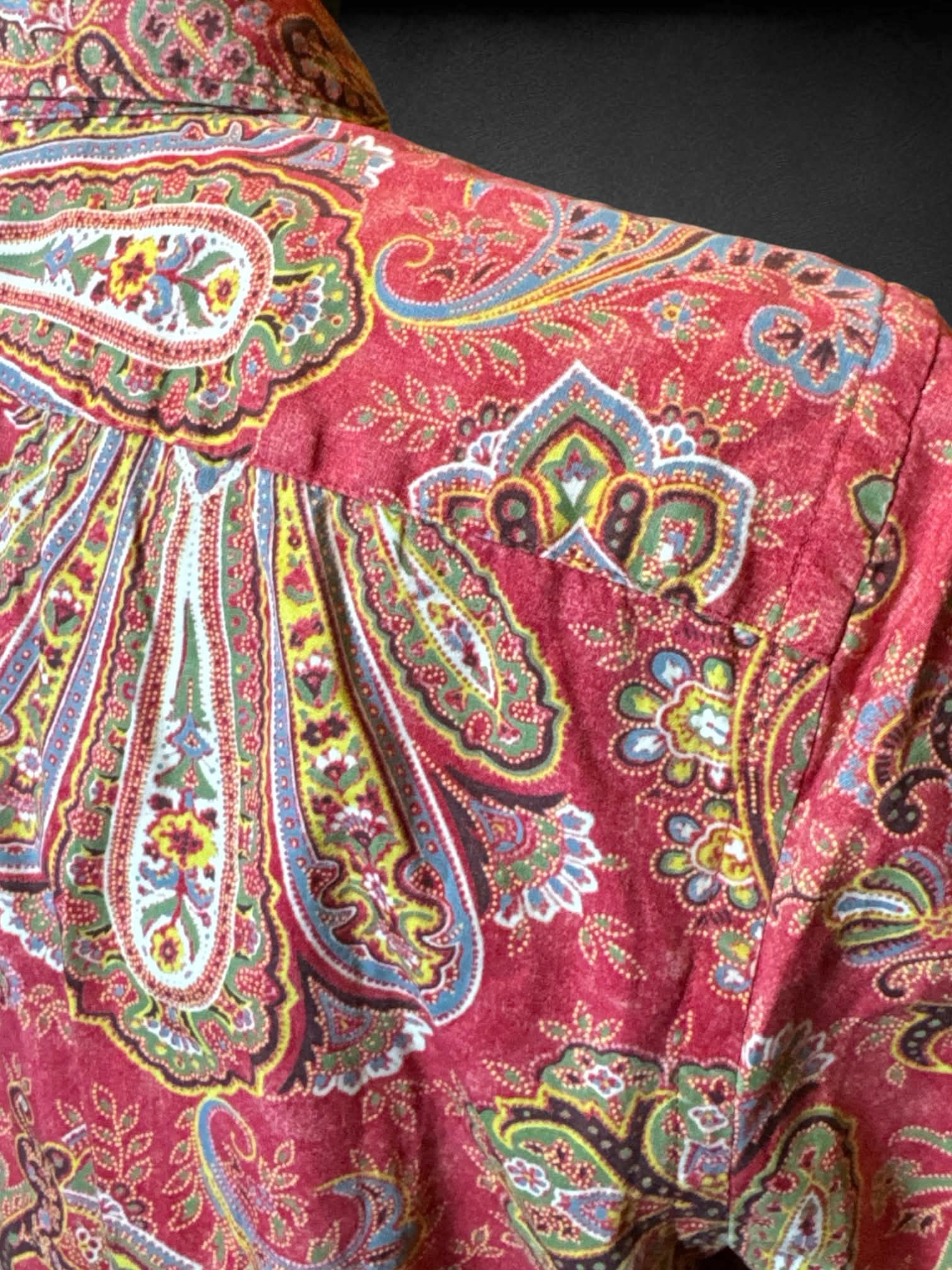 S Chaps red long sleeve button up with paisley design