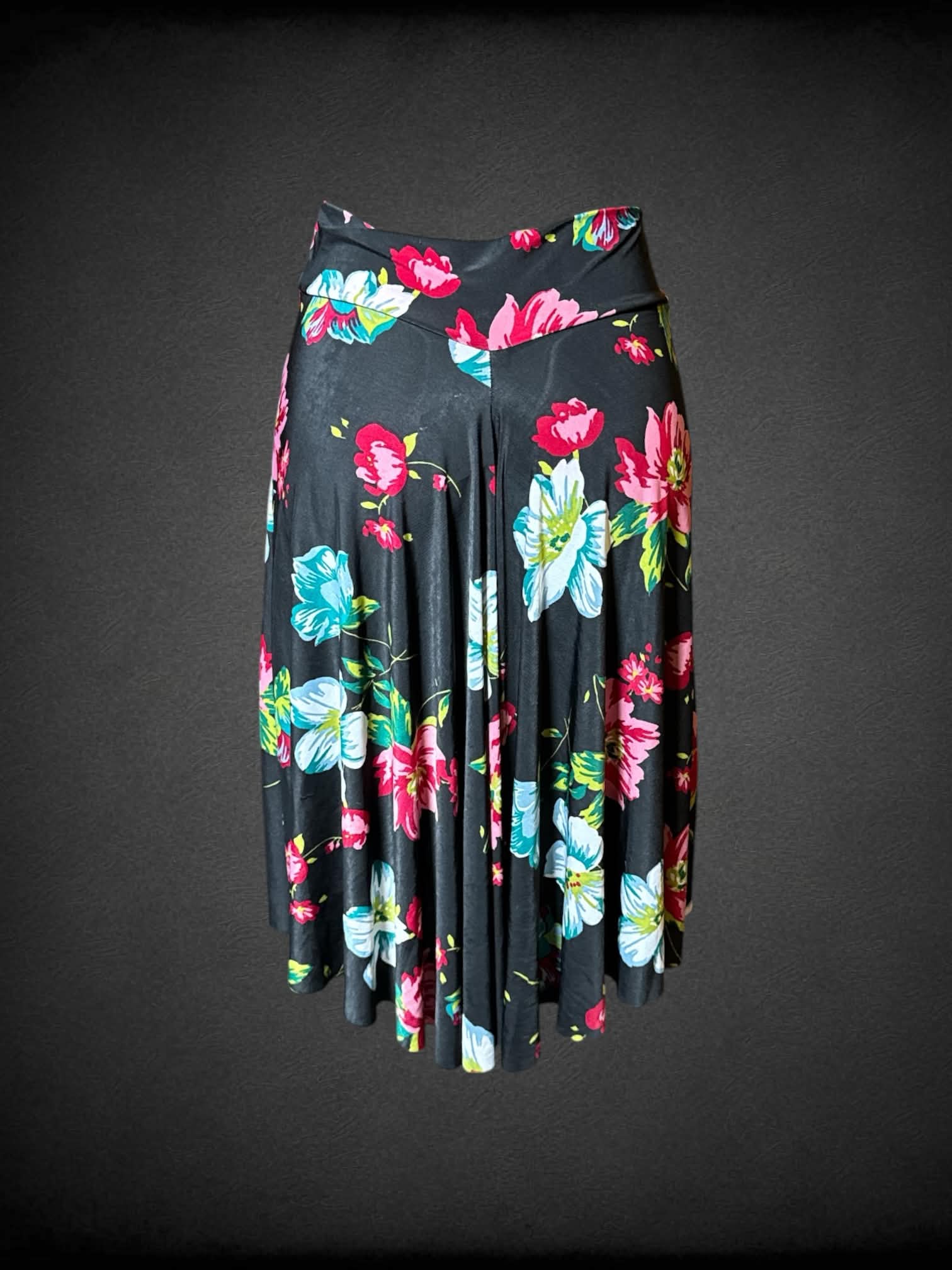 M Tango Imagen black stretchy faux wrap skirt with flors design