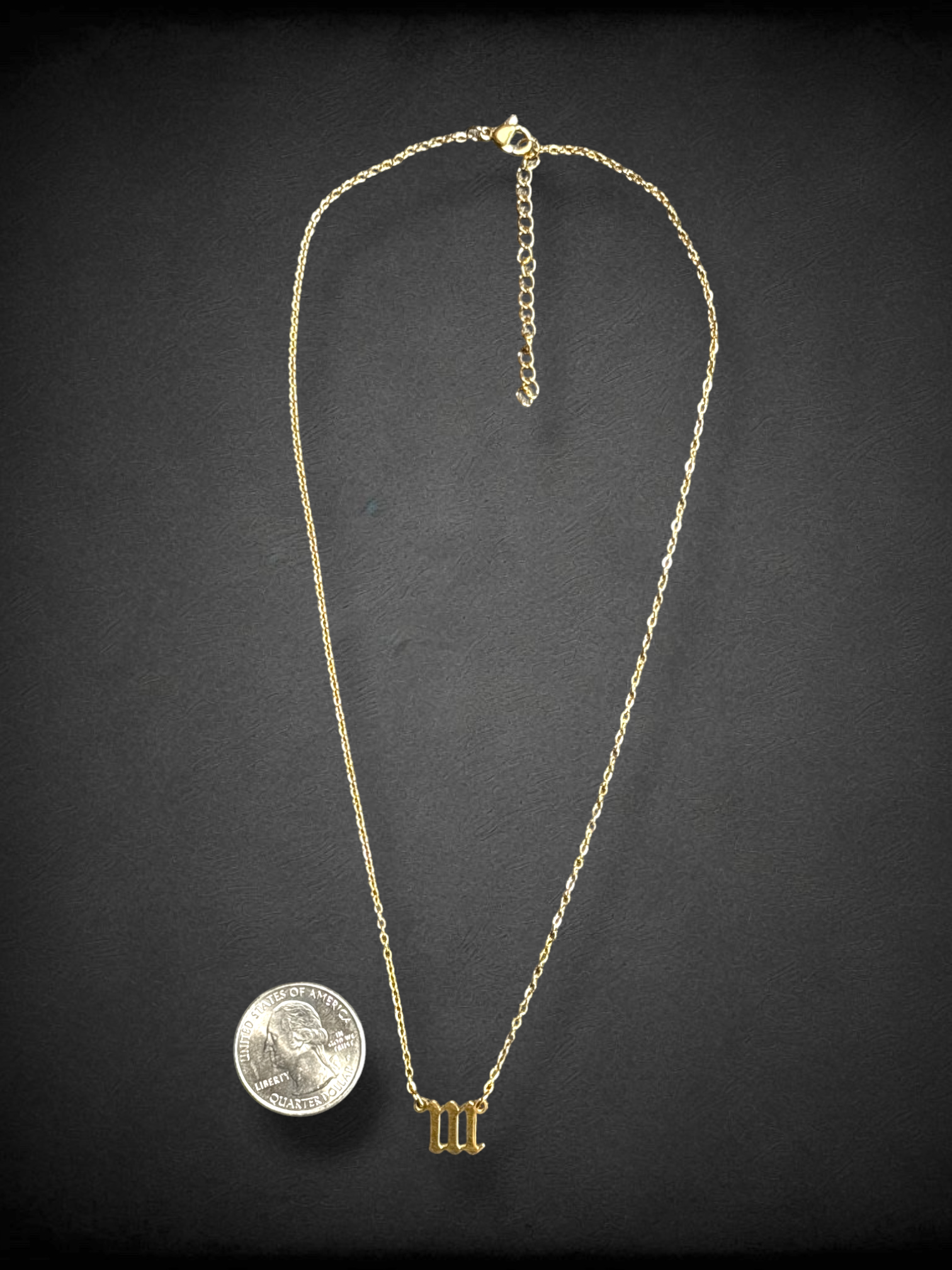 Stainless steel gold tone angel number “111” necklace with adjustable chain
