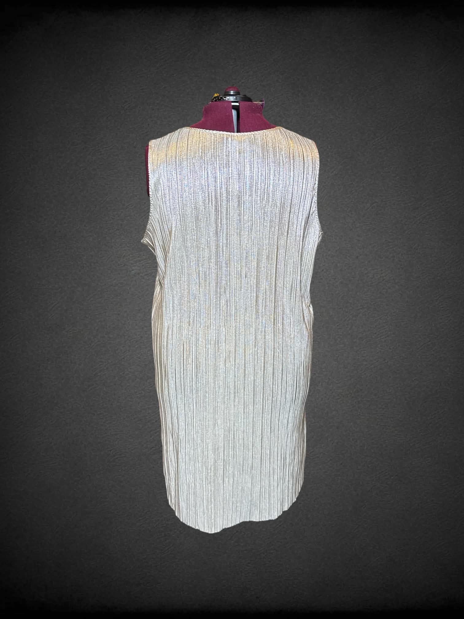 2X H&M sleeveless metallic champaign dress with pleated design