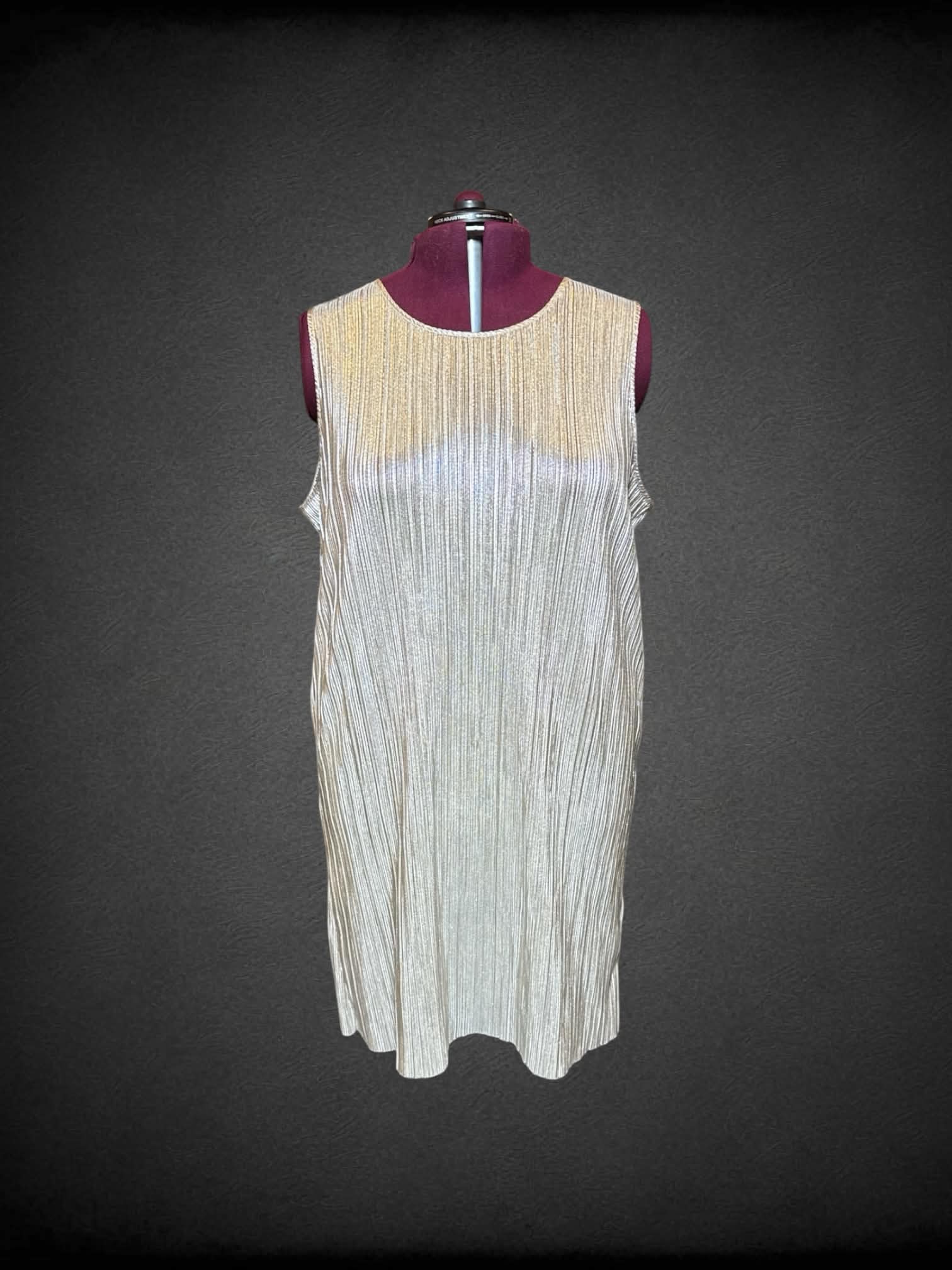 2X H&M sleeveless metallic champaign dress with pleated design