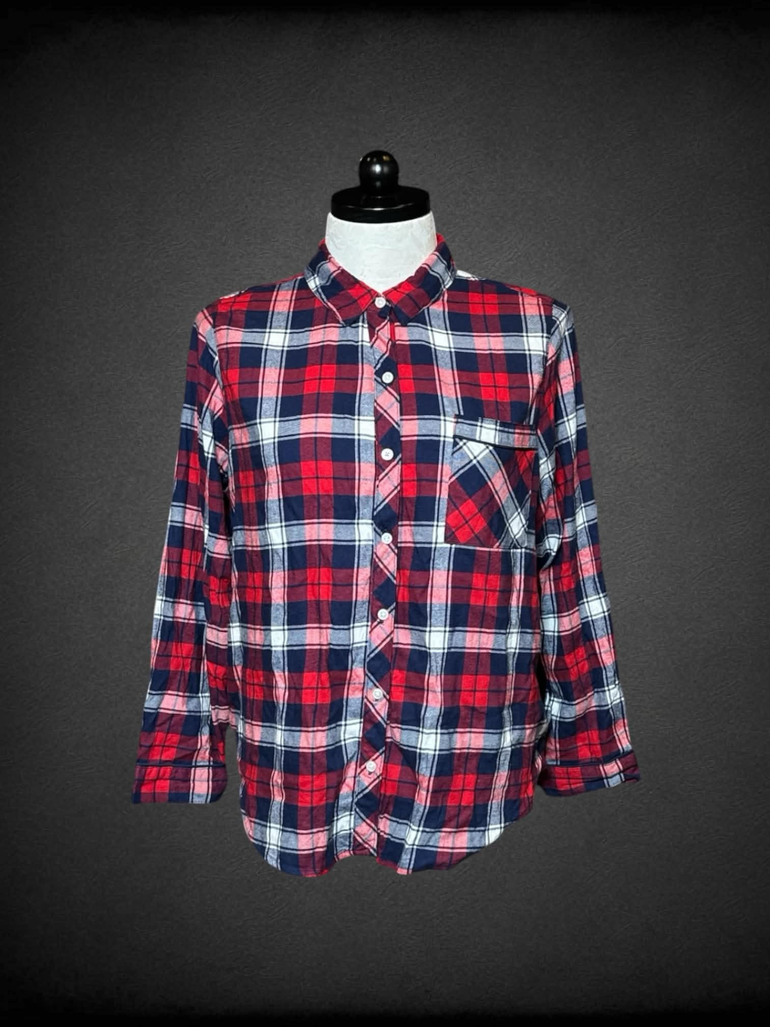 0X Aerie blue, red & white plaid button-up