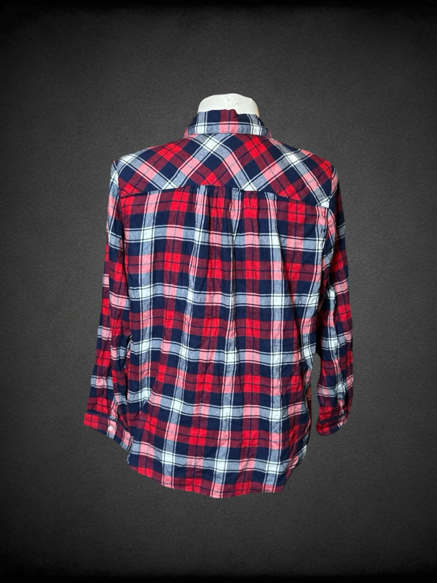 0X Aerie blue, red & white plaid button-up