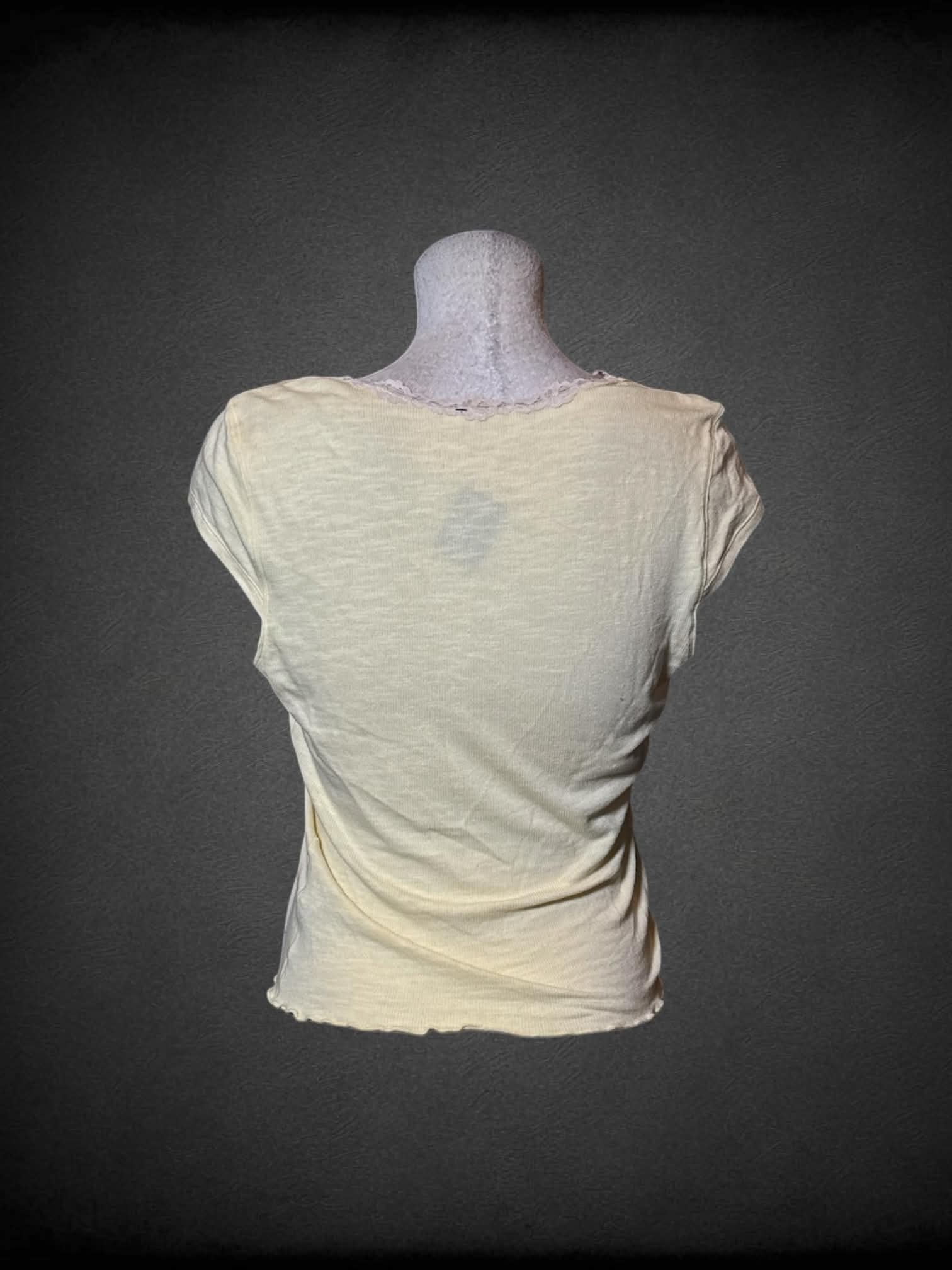XL Intimately pastel yellow baby tee with low-cut lace collar