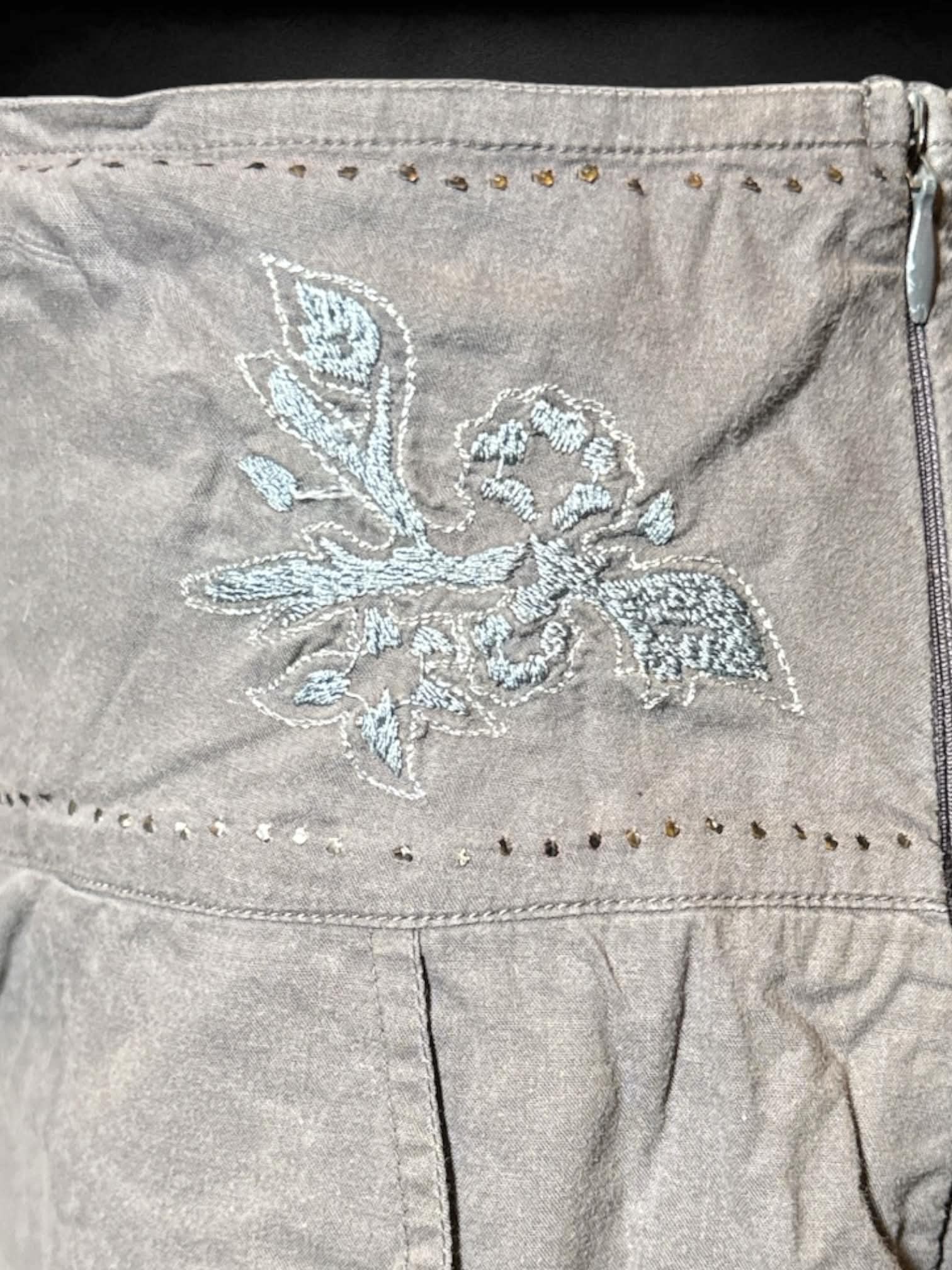 M Mais il est où le soleil? purple high waters with zipper on side, pockets, metal studs and embroidery on waist, and ties on legs