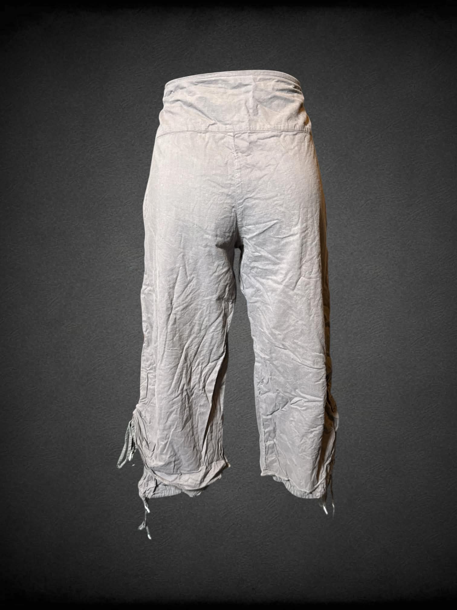 M Mais il est où le soleil? purple high waters with zipper on side, pockets, metal studs and embroidery on waist, and ties on legs