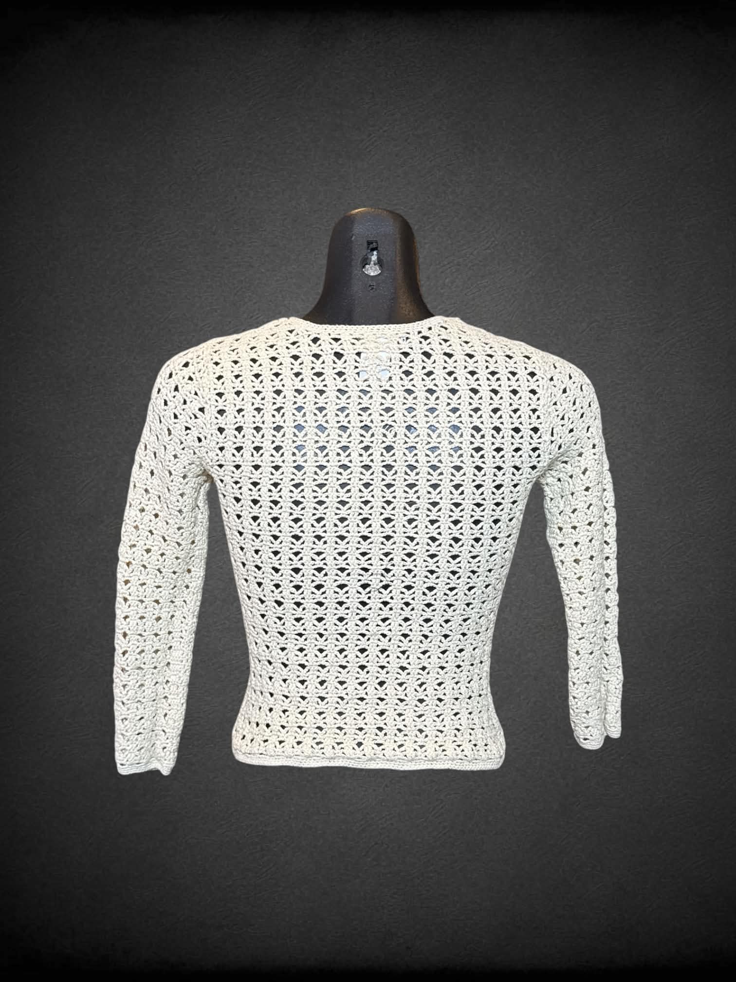 XS Calvin Klein off white crochet long sleeve top