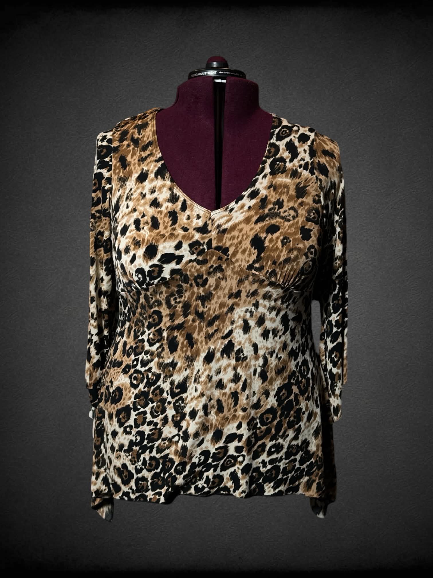 2X Fashion Bug vintage leopard- print blouse with bell sleeves