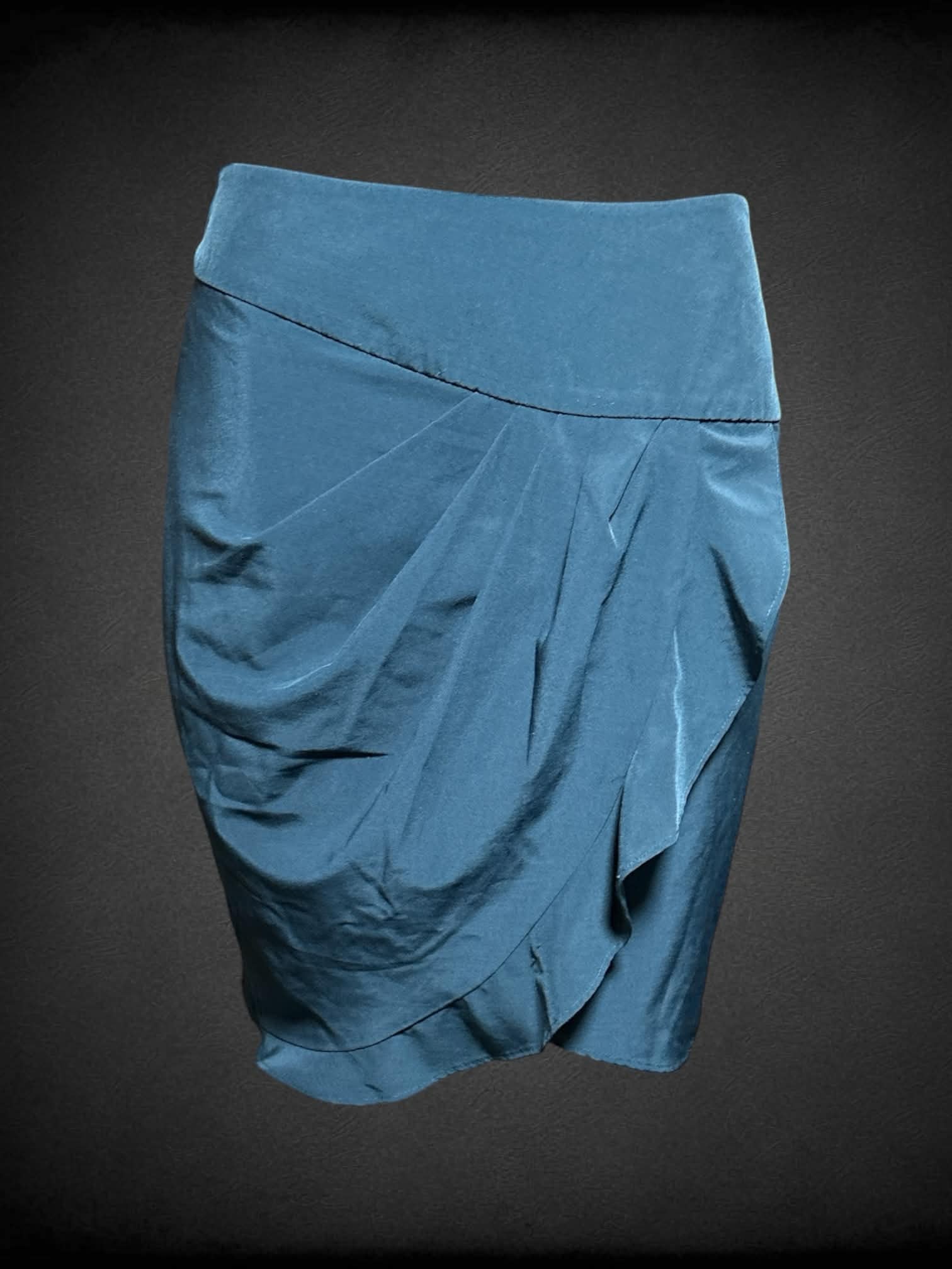 M Love 21 dark blue skirt with faux wrap design on front, and zipper on side