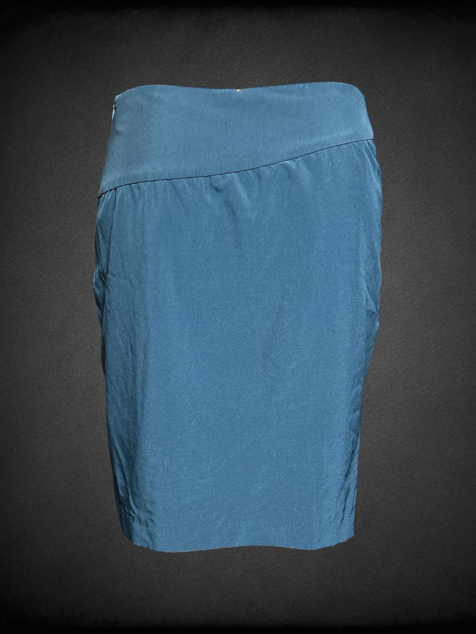 M Love 21 dark blue skirt with faux wrap design on front, and zipper on side