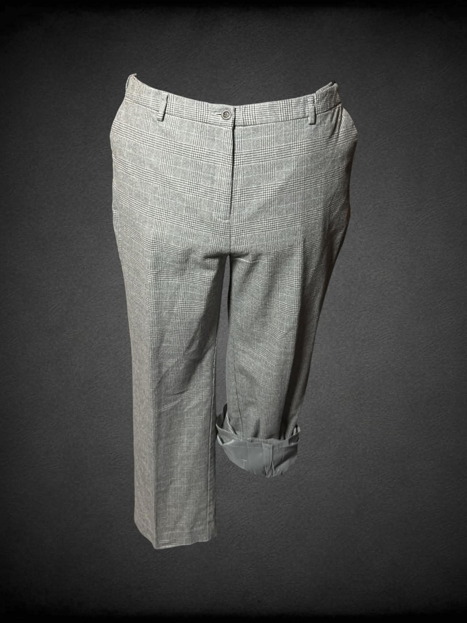2X L.L.Bean grey plaid fleece-like pants and stretch waist