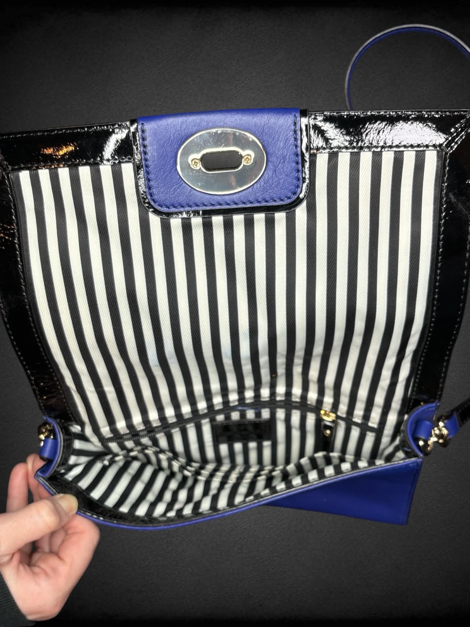 Kate Spade blue leather shoulder bag with zipper pocket